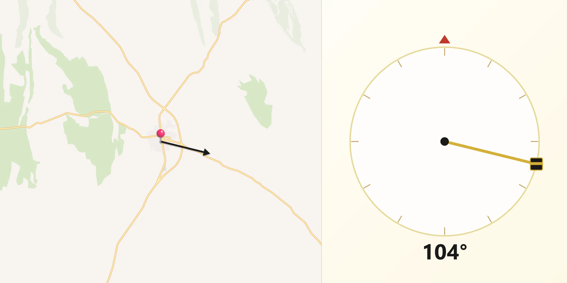 Dirección de la Qibla desde Hinojosos Los