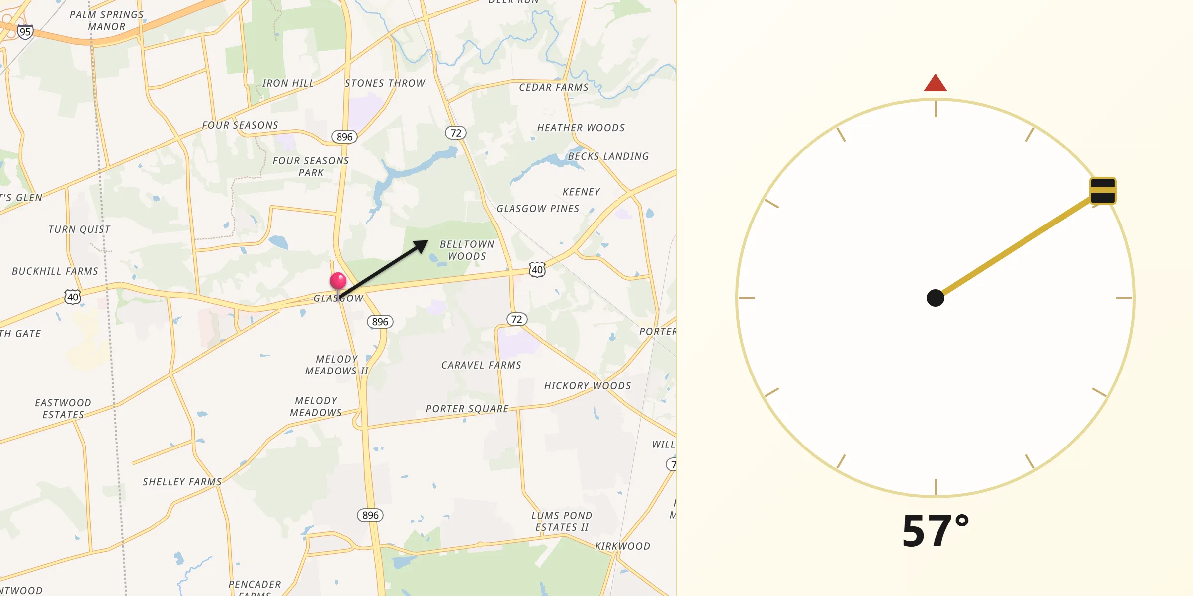 Qibla Direction from Glasgow
