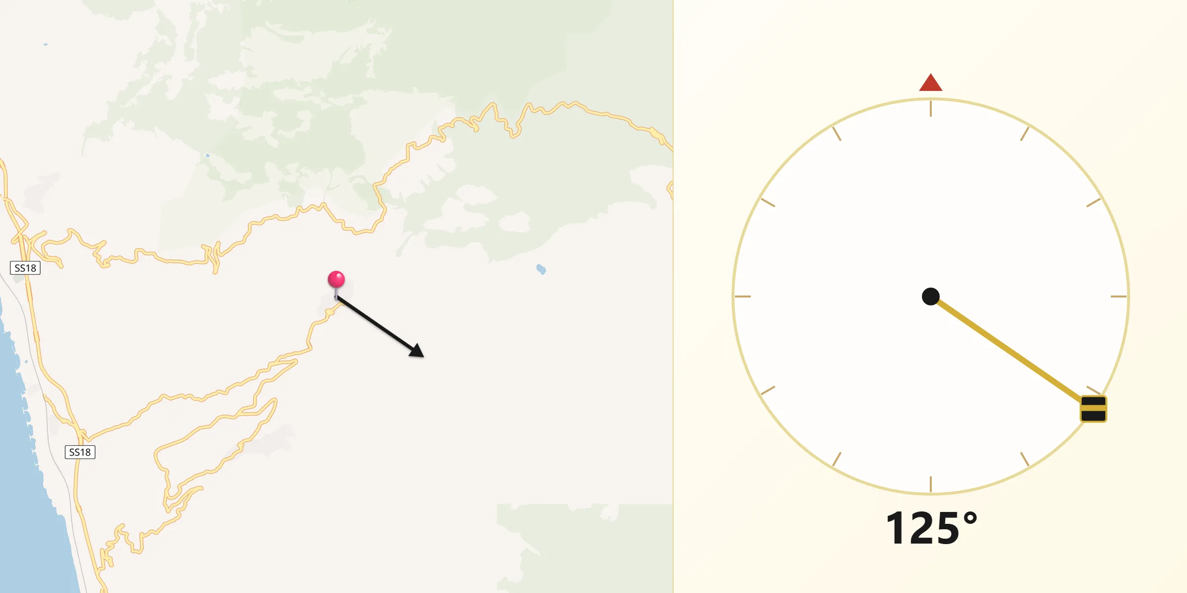 Direzione della Qibla da Sangineto