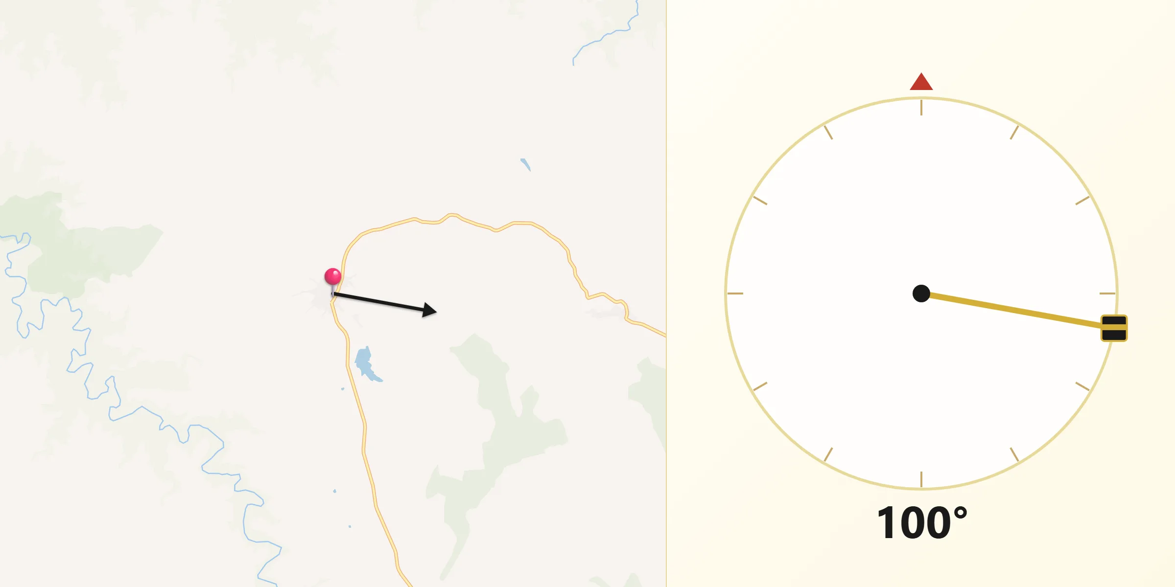 Dirección de la Qibla desde Santiago de Alcántara
