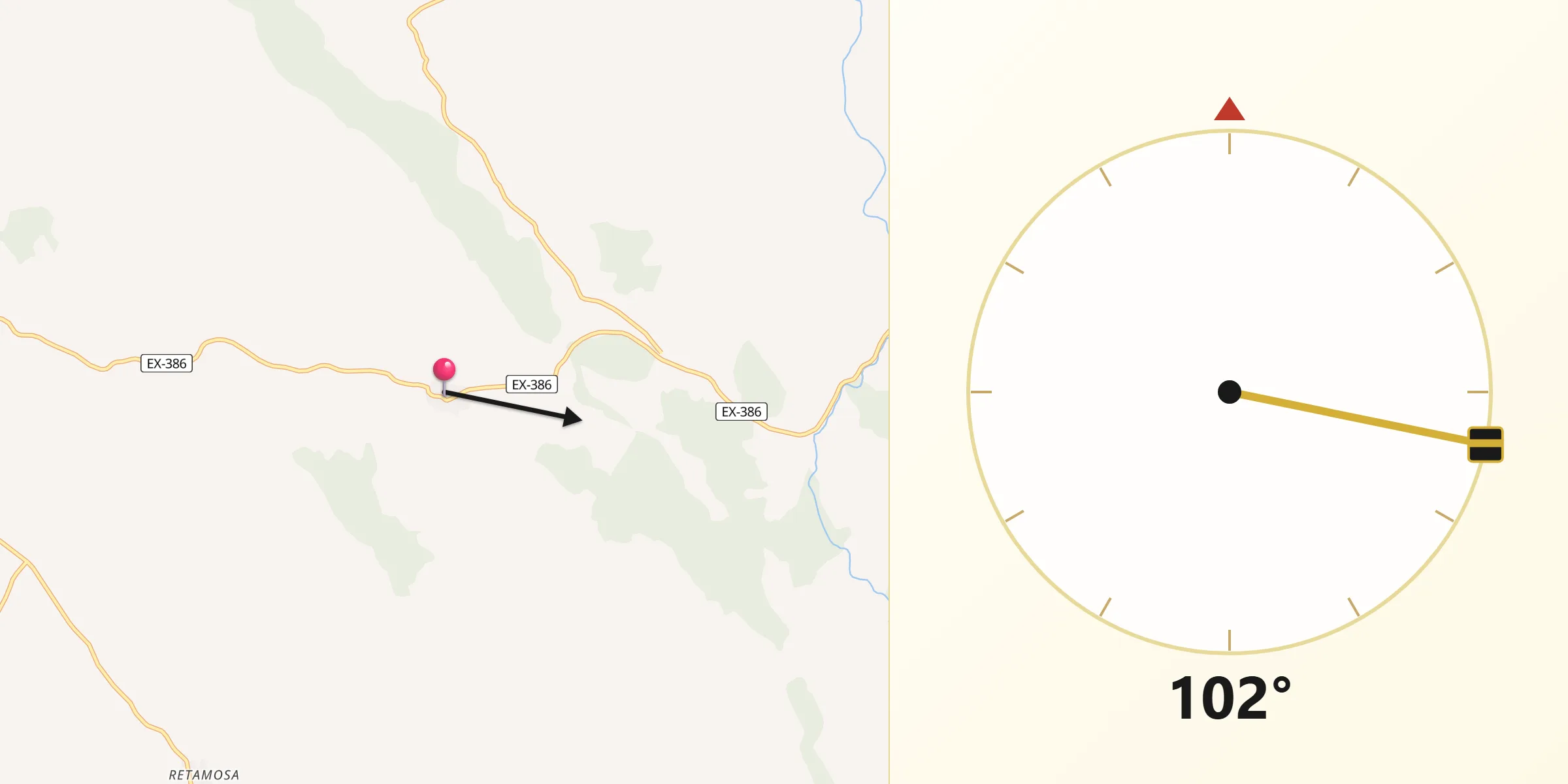 Dirección de la Qibla desde Robledollano