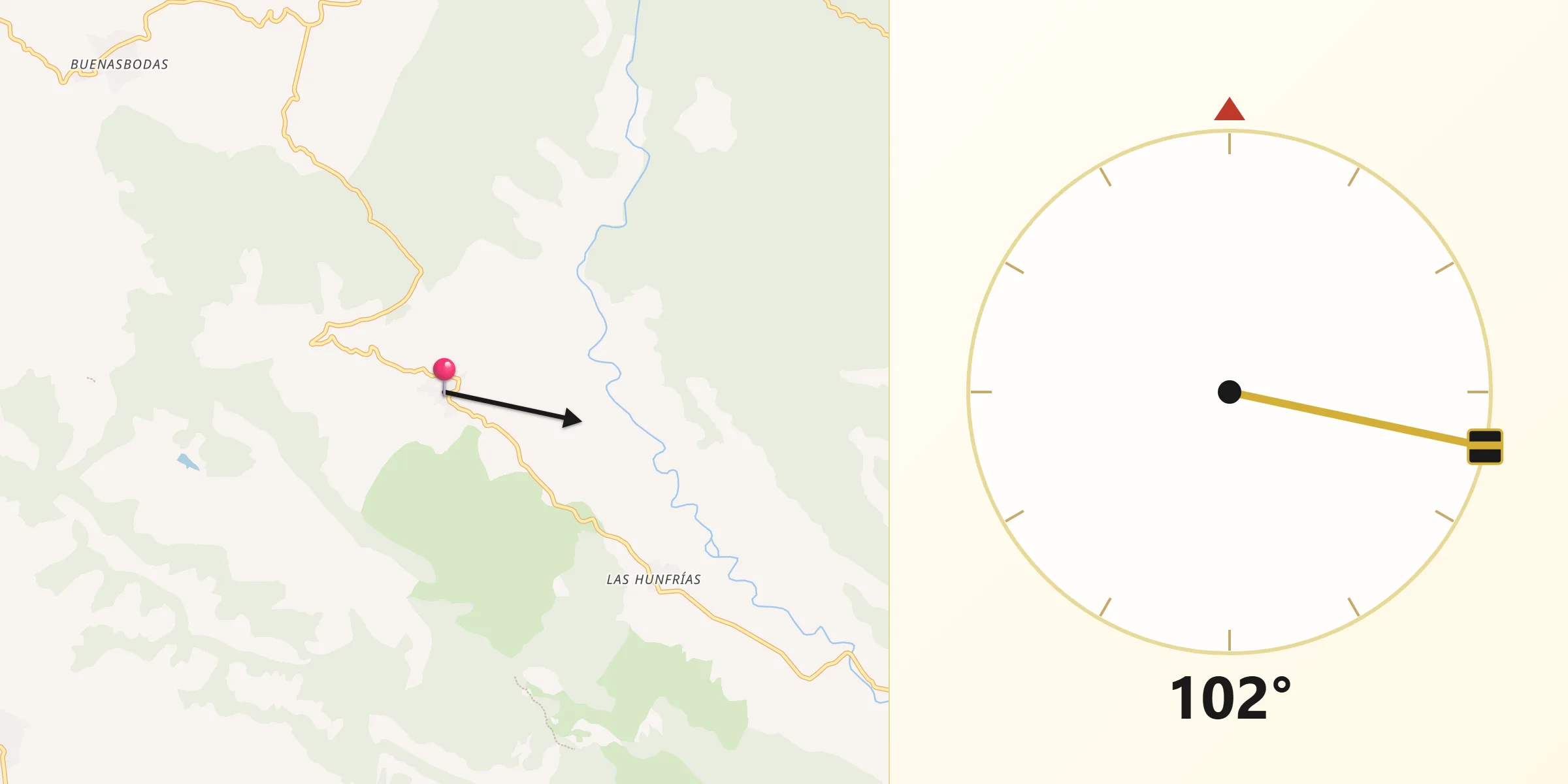 Dirección de la Qibla desde Robledo del Mazo