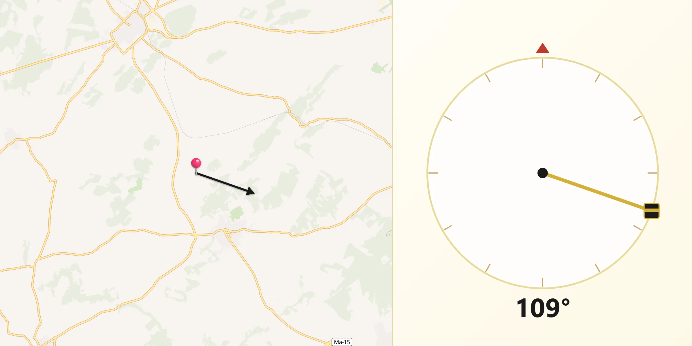 Dirección de la Qibla desde Illes Balears