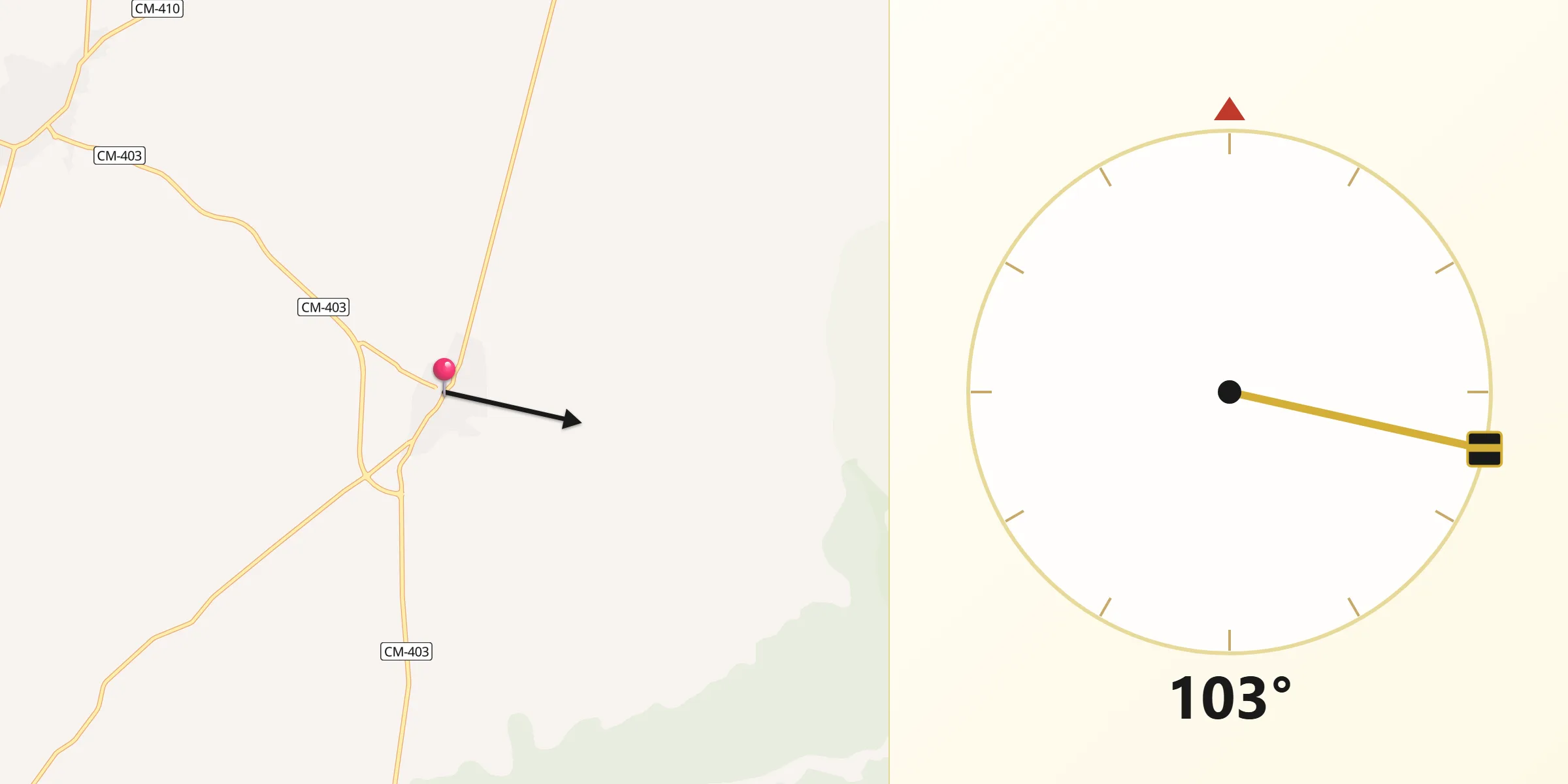 Dirección de la Qibla desde Las Ventas con Peña Aguilera