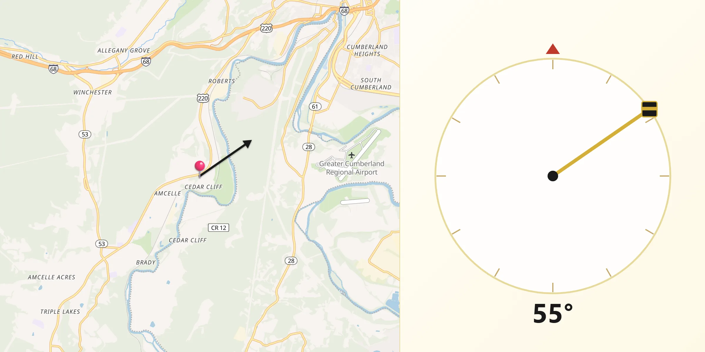 Qibla Direction from Potomac Park