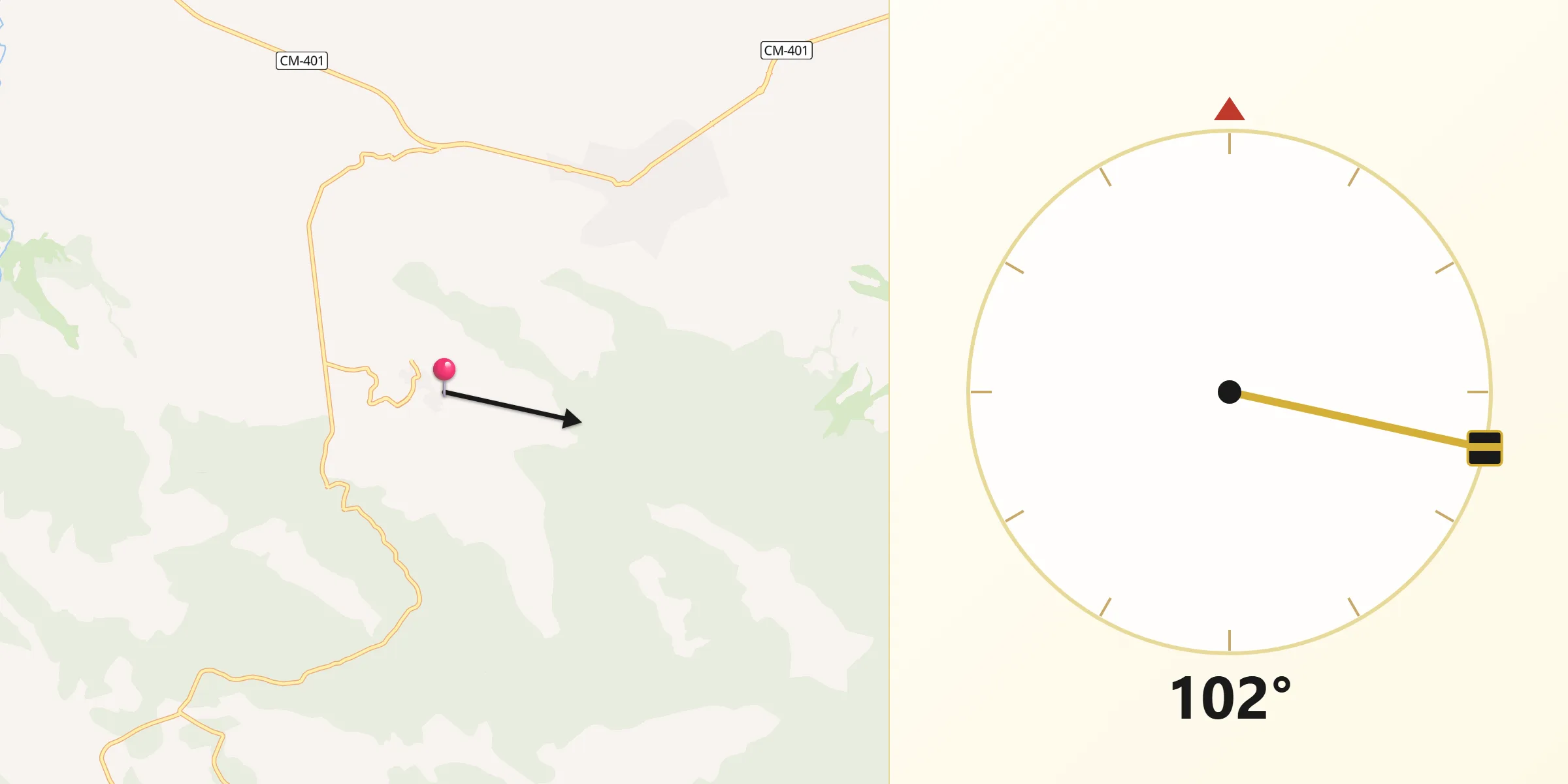 Dirección de la Qibla desde Hontanar