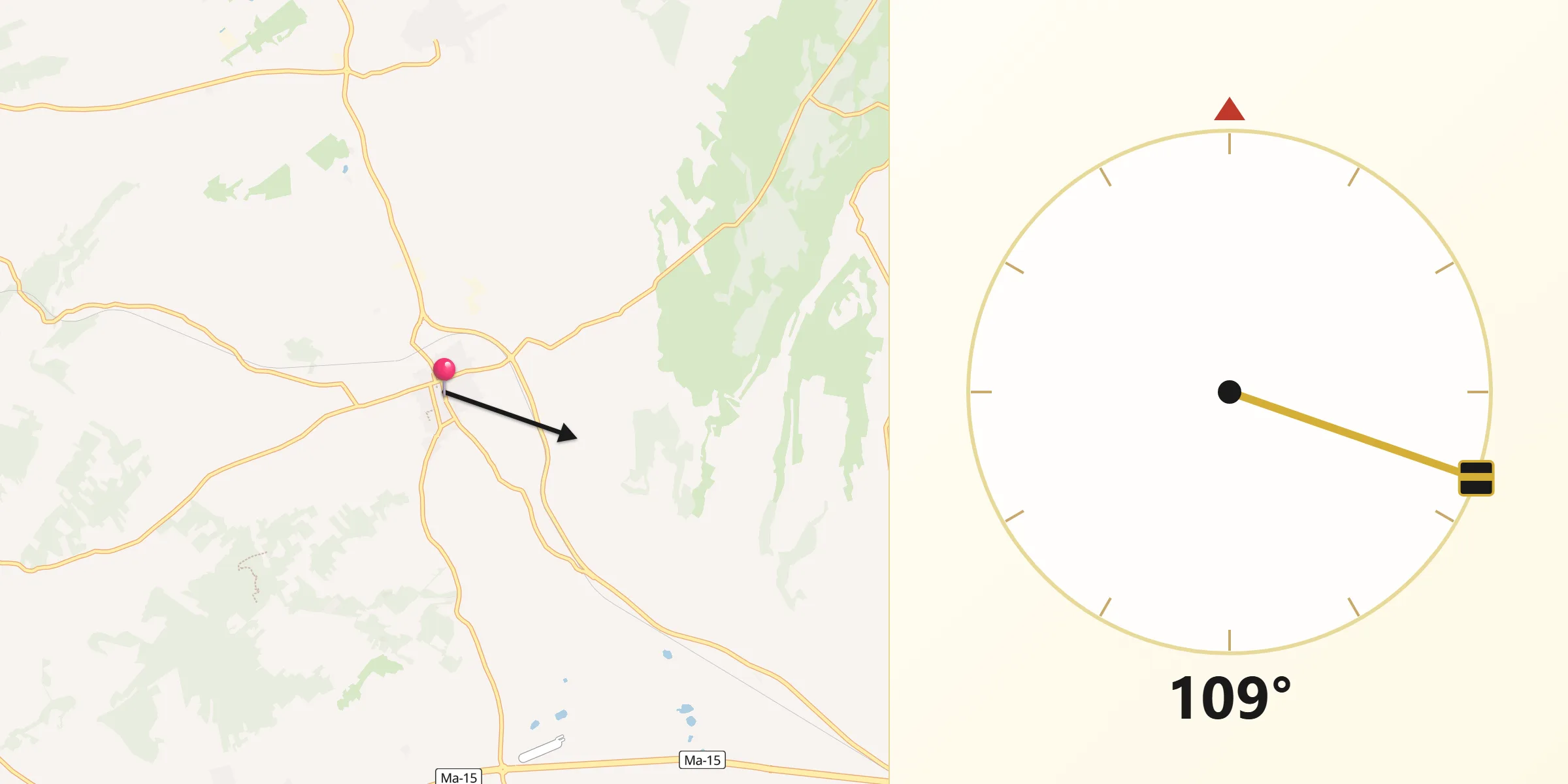 Dirección de la Qibla desde Petra