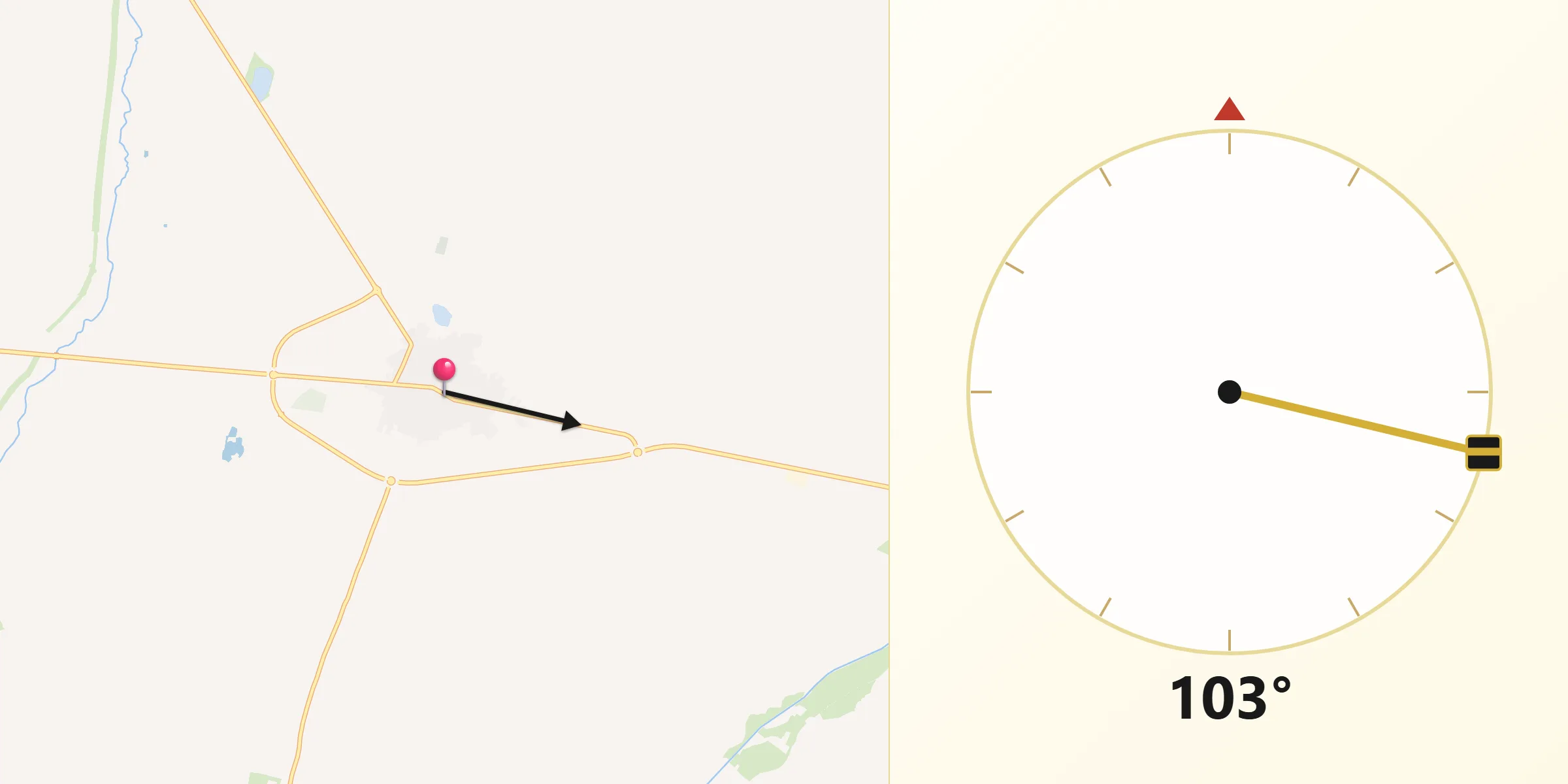 Dirección de la Qibla desde La Villa de Don Fadrique