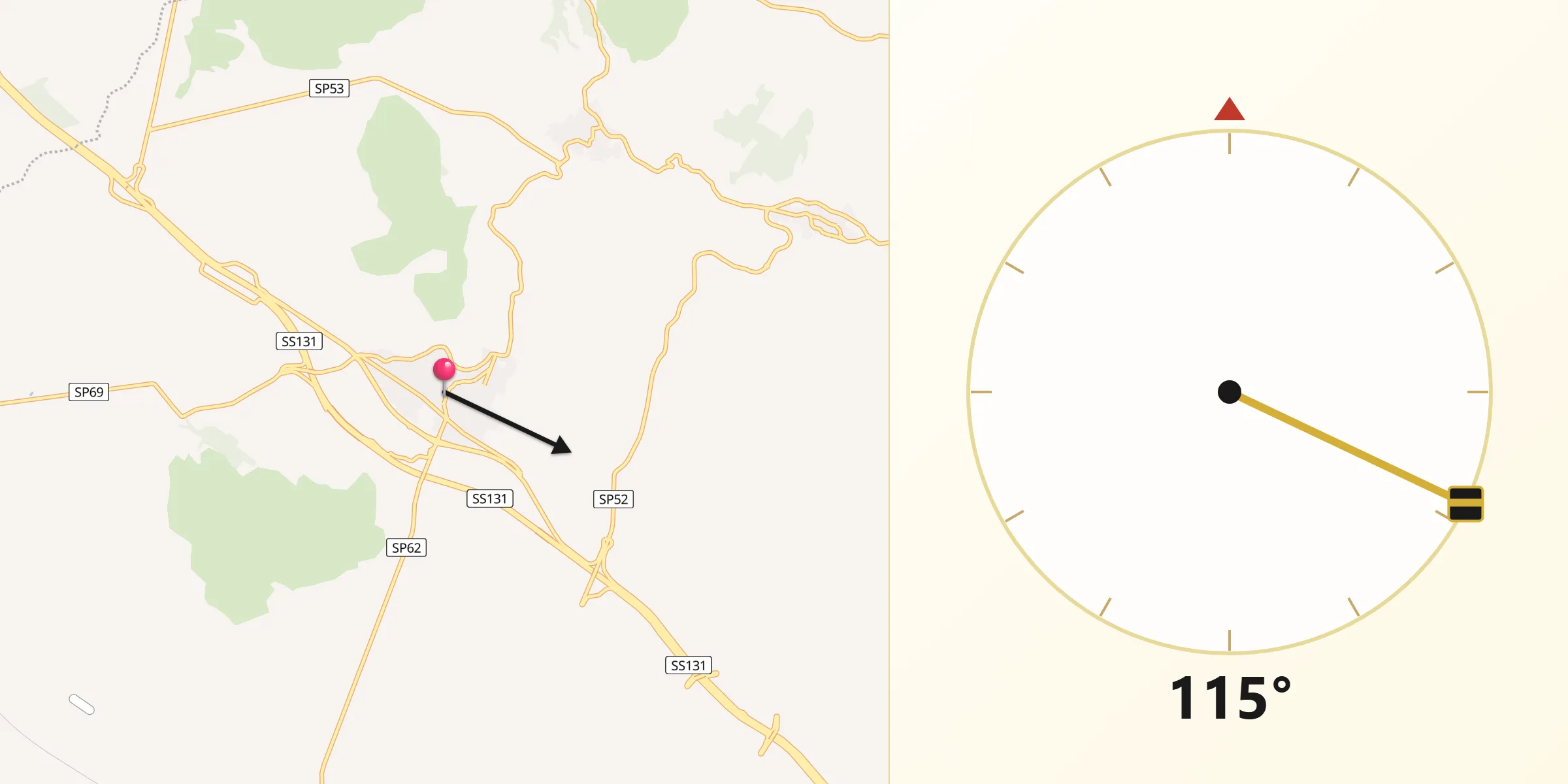 Direzione della Qibla da Sardara