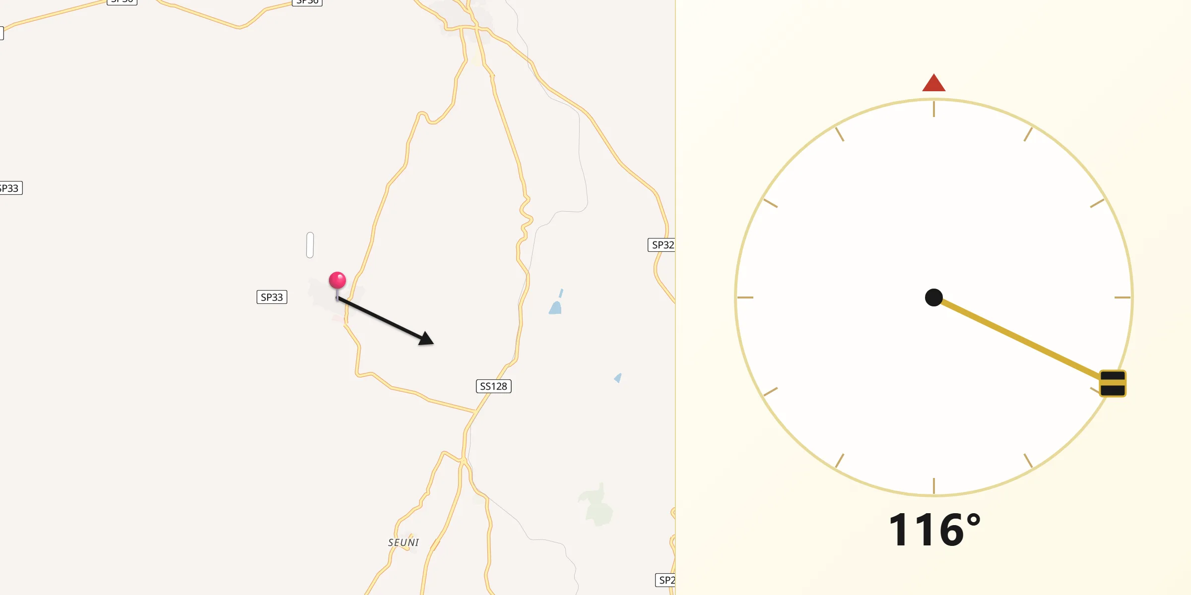 Direzione della Qibla da Gesico
