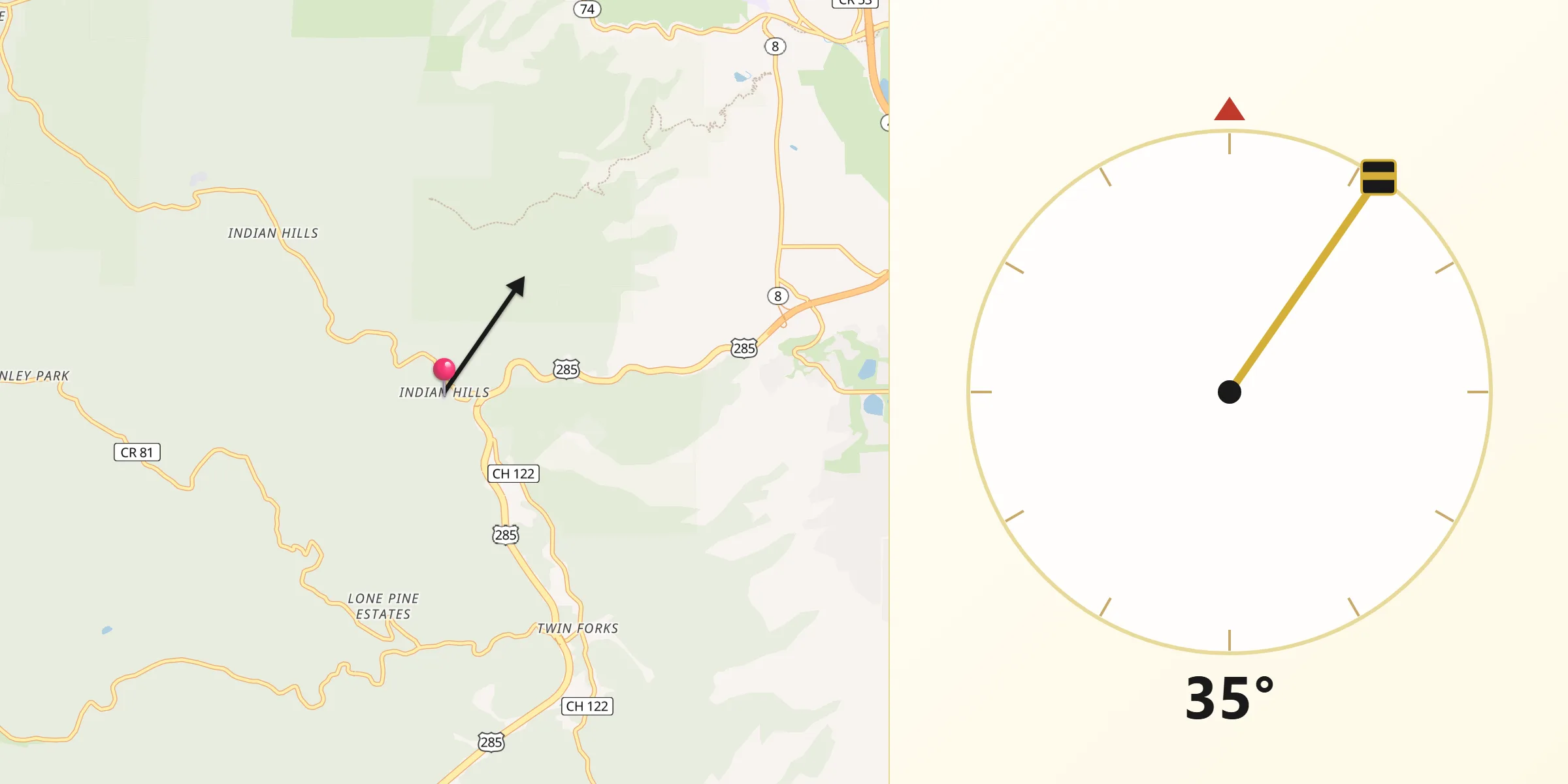 Qibla Direction from Indian Hills