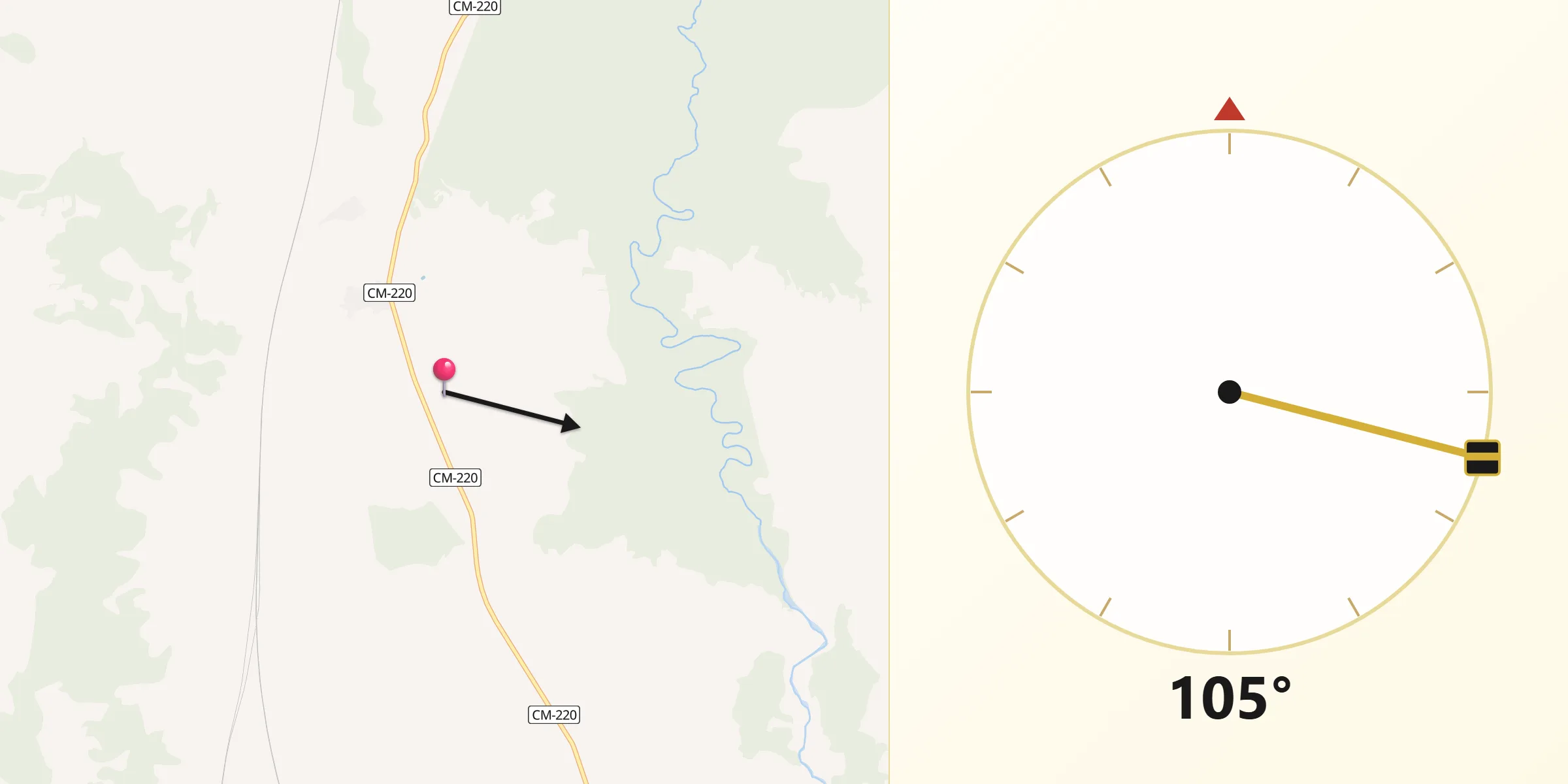 Dirección de la Qibla desde Gabaldón
