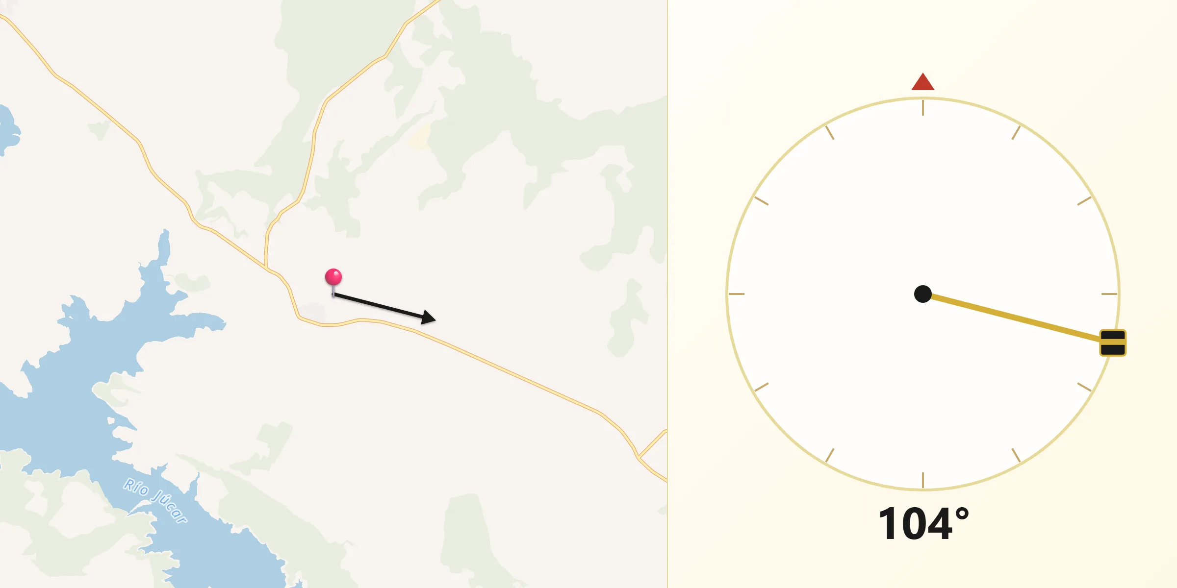 Dirección de la Qibla desde Olmedilla de Alarcón