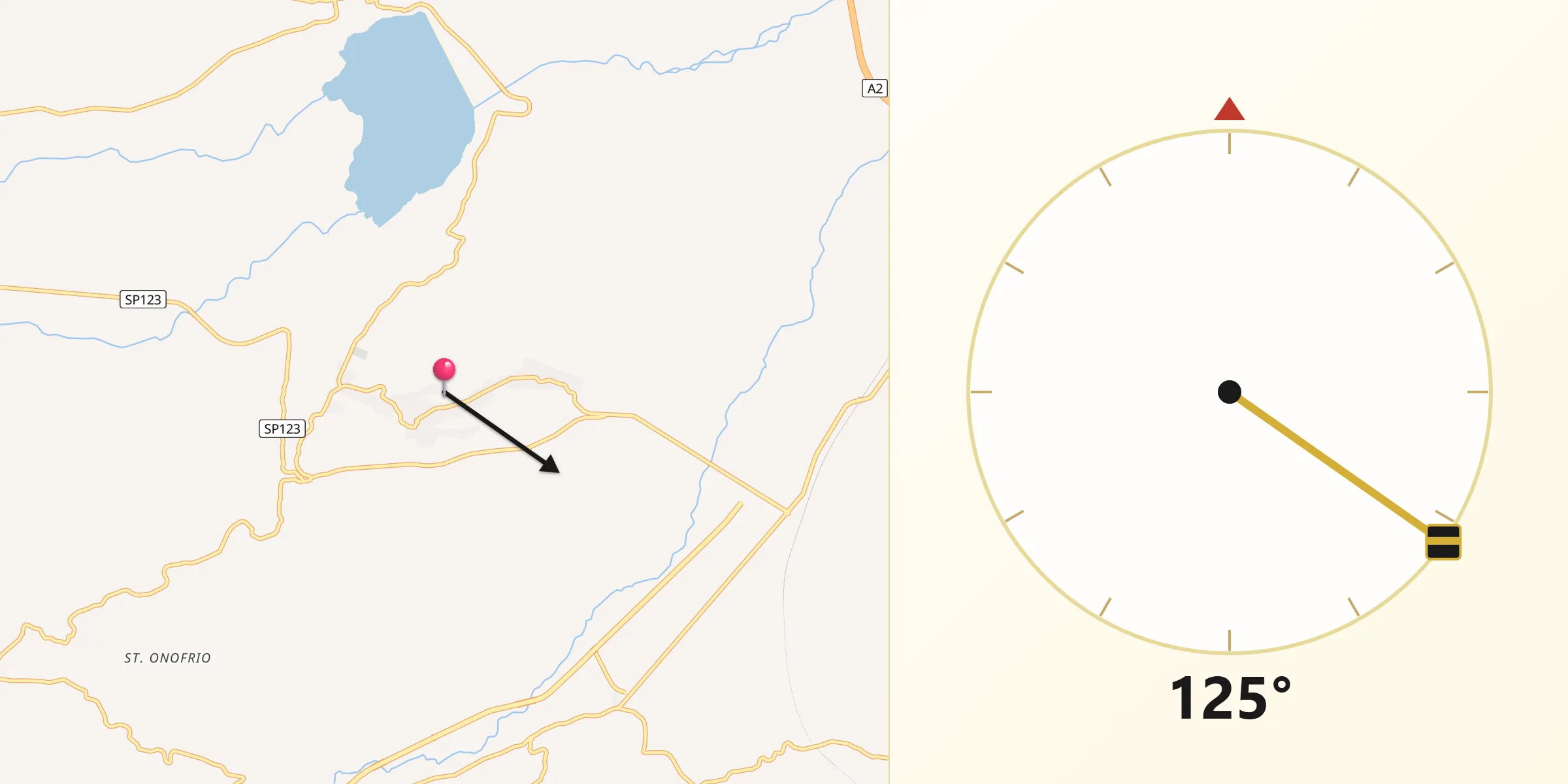 Direzione della Qibla da Roggiano Gravina