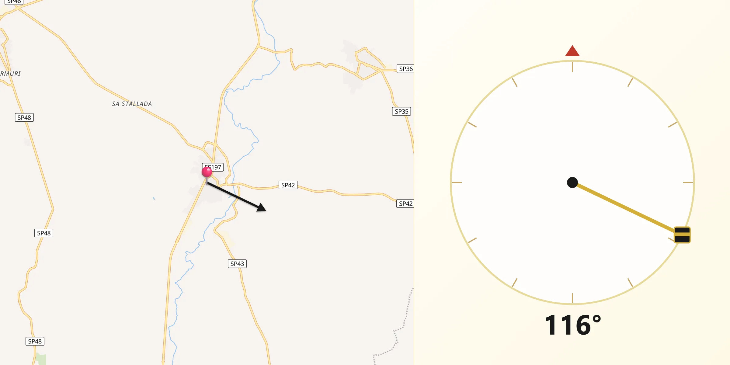 Direzione della Qibla da Villamar