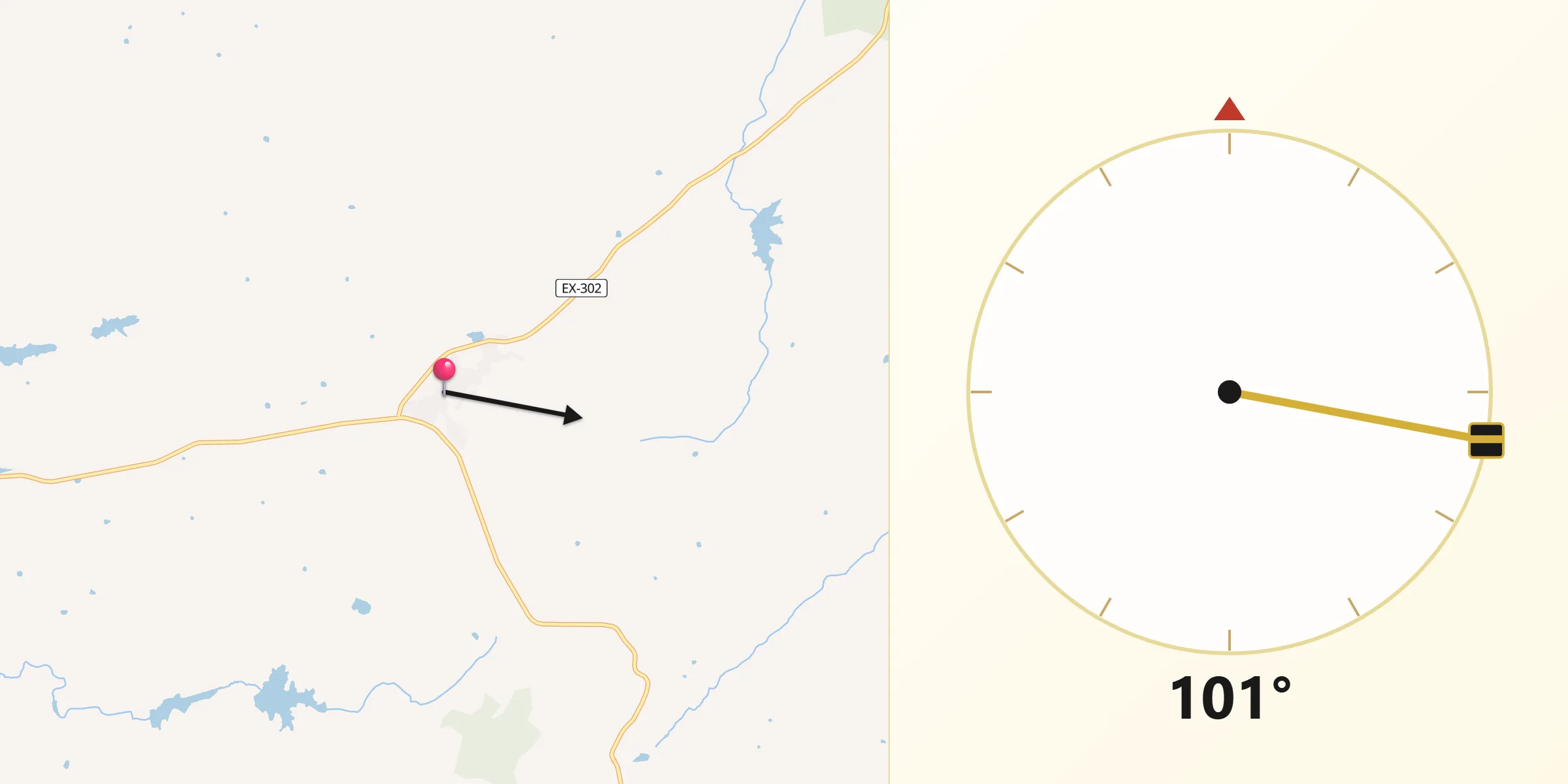 Dirección de la Qibla desde Navas del Madroño