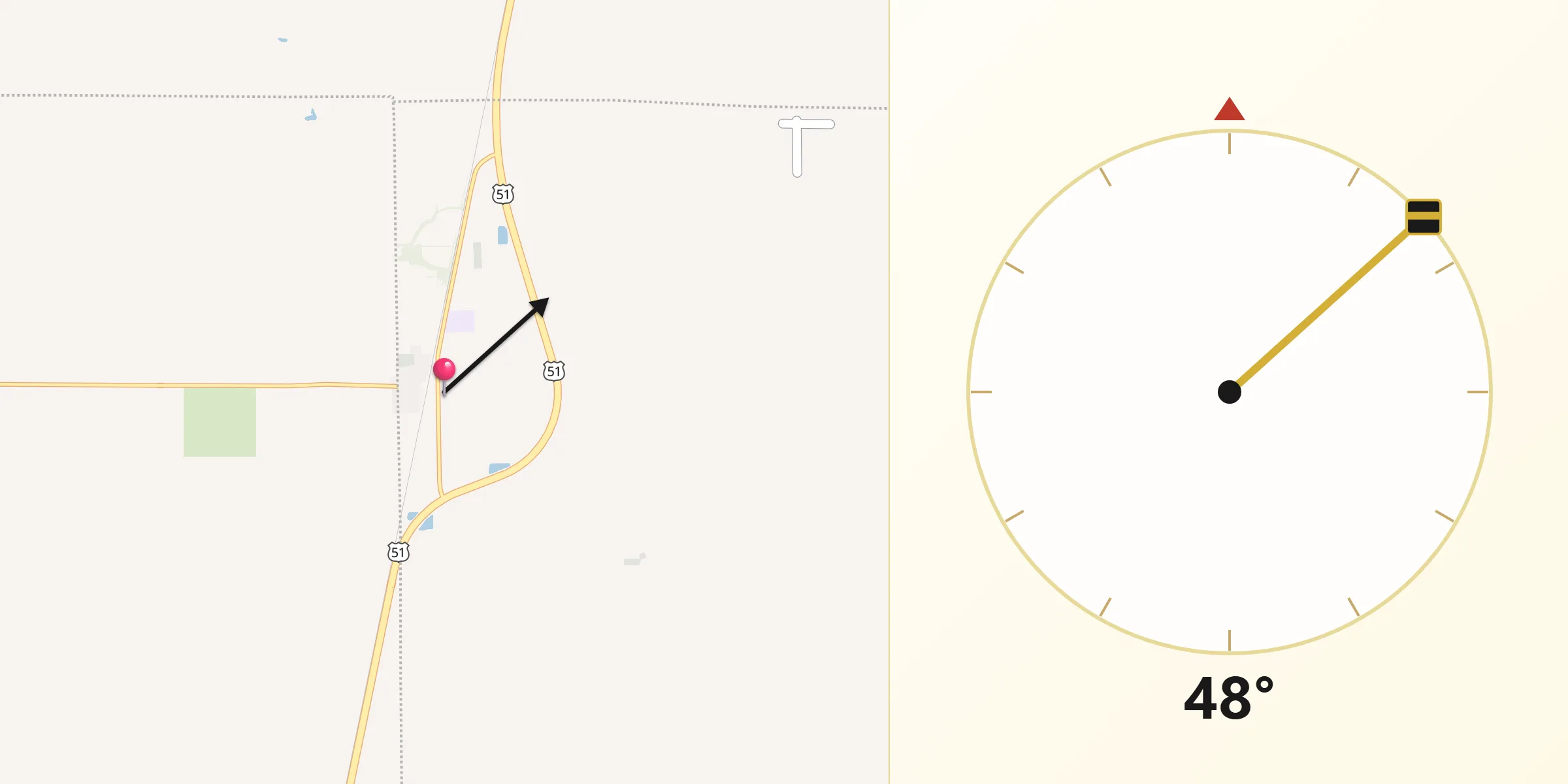 Qibla Direction from Moweaqua