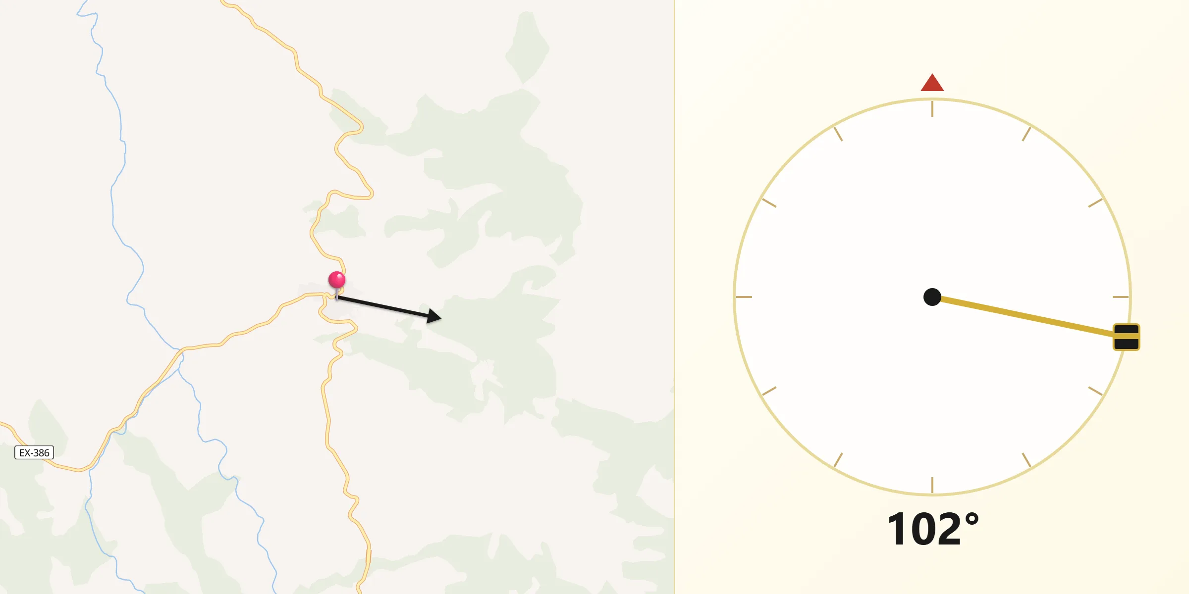 Dirección de la Qibla desde Castañar de Ibor