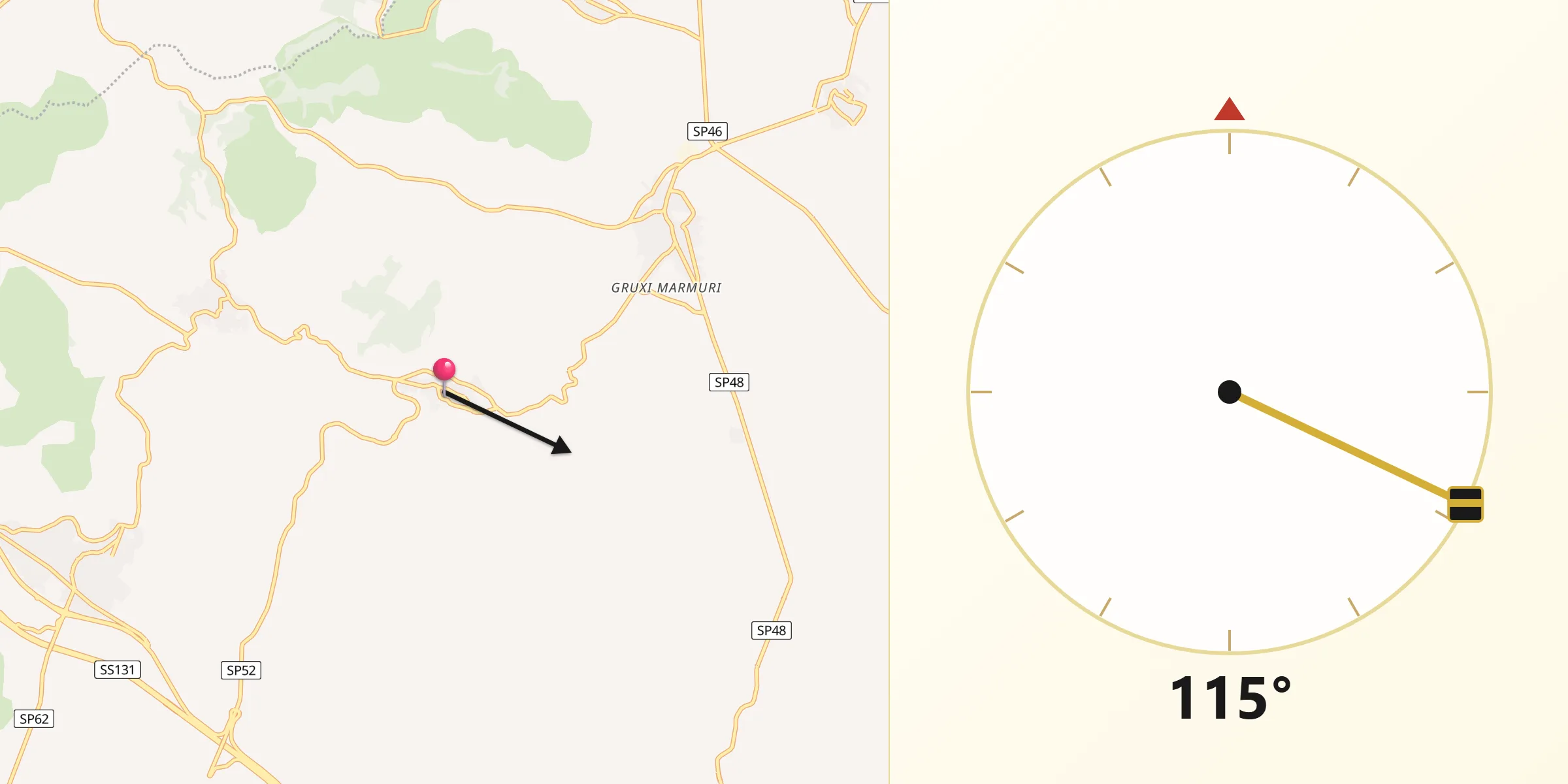 Direzione della Qibla da Villanovaforru