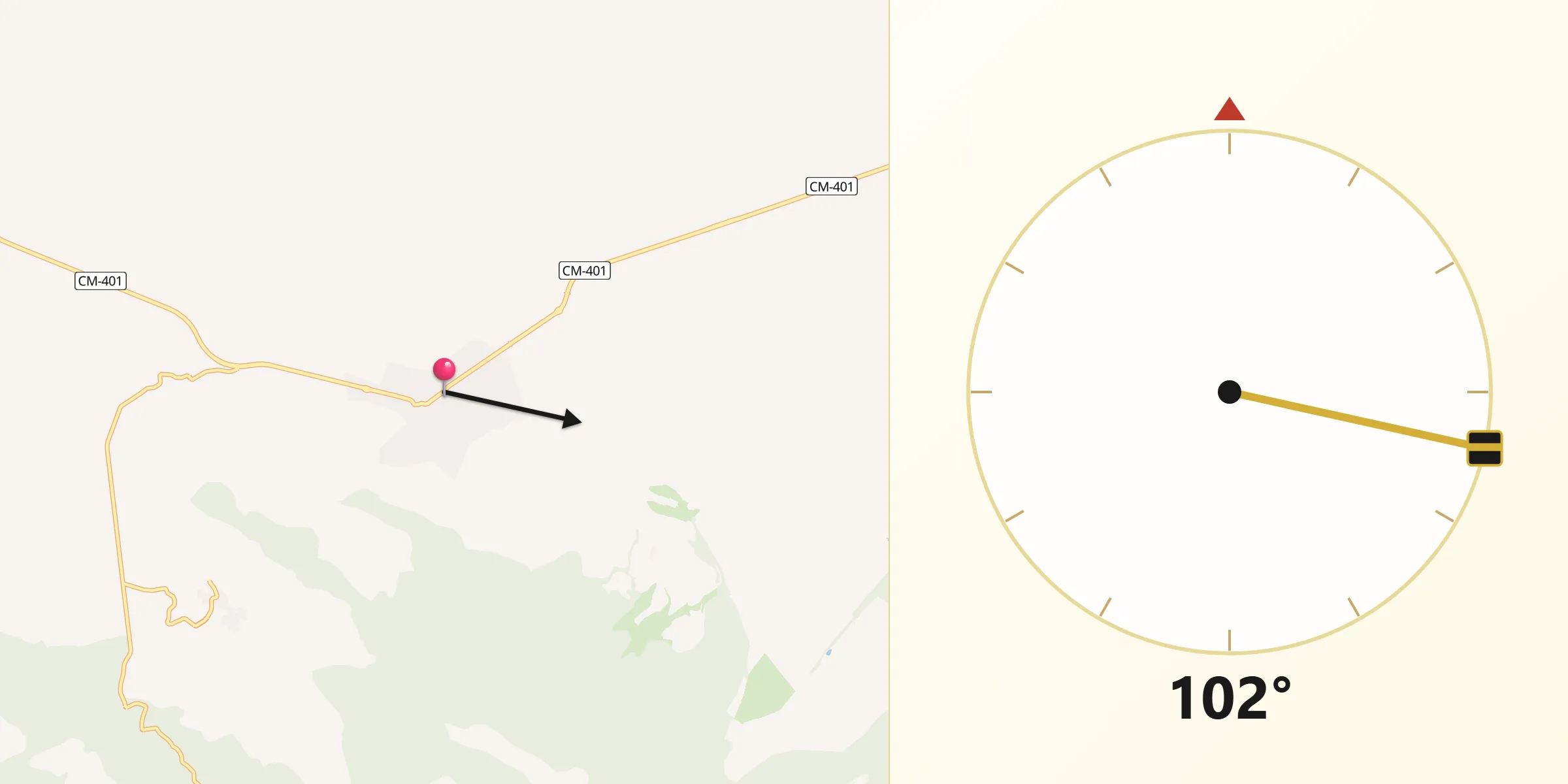 Dirección de la Qibla desde Navahermosa