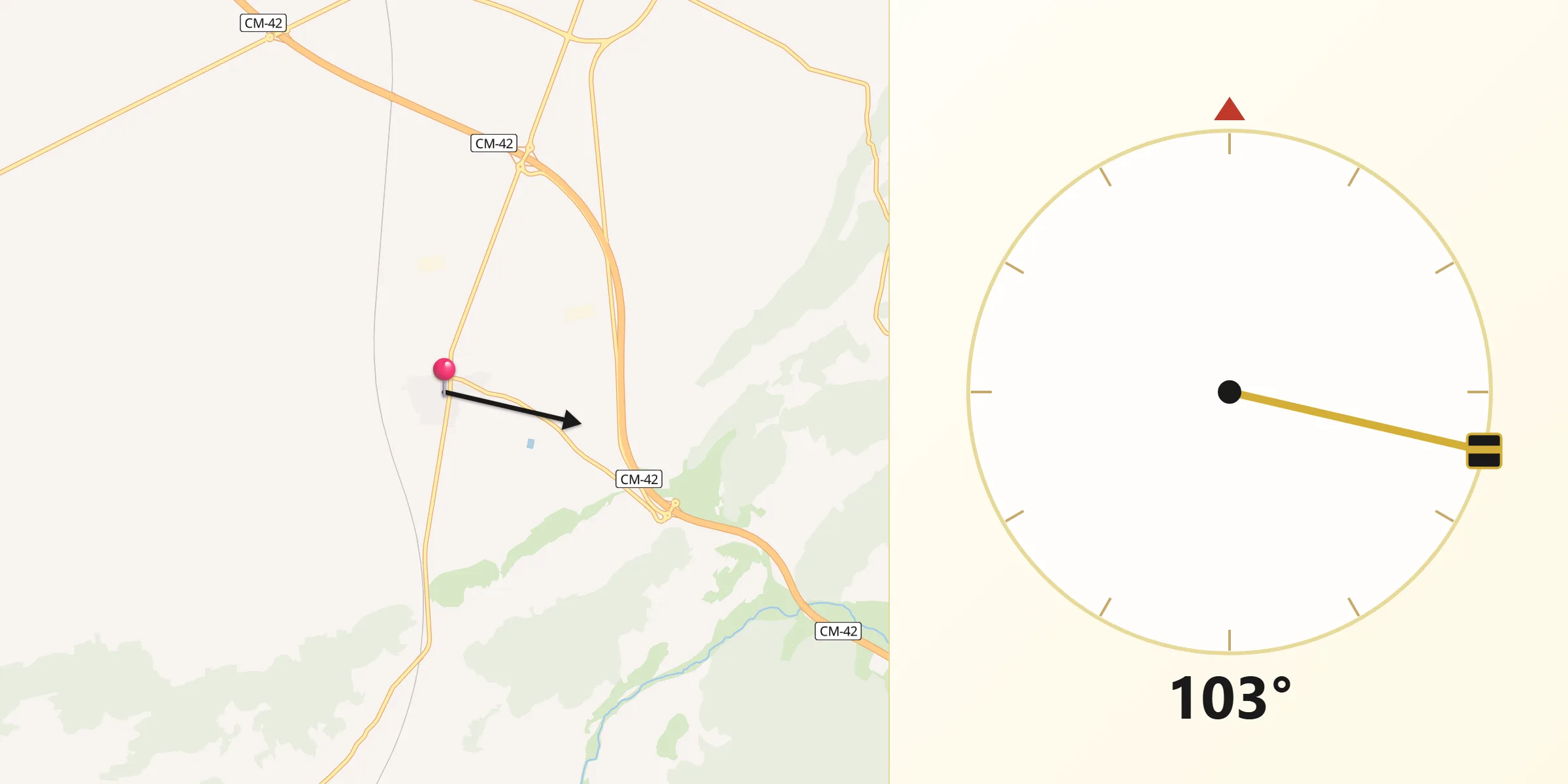 Dirección de la Qibla desde Manzaneque