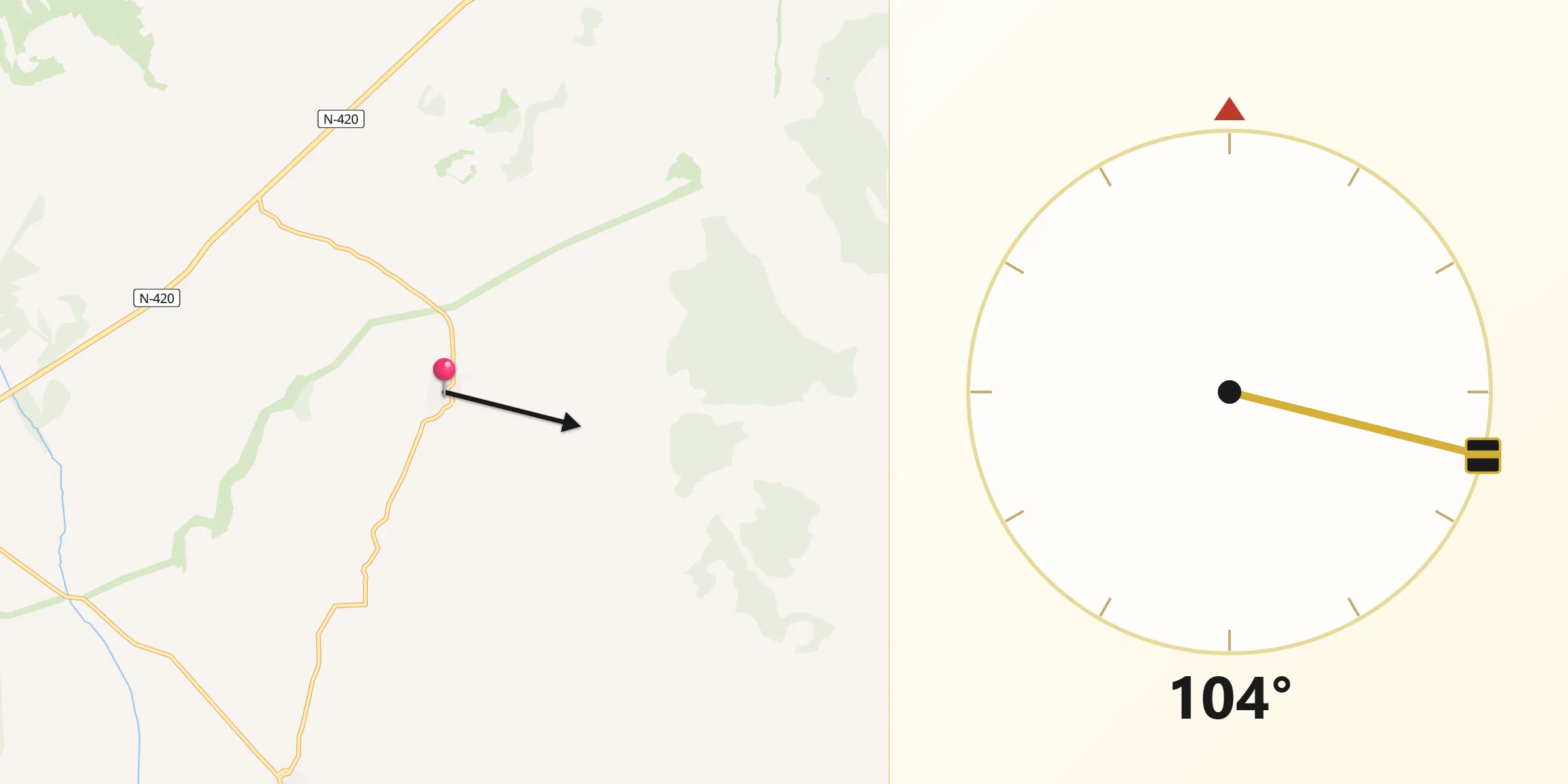 Dirección de la Qibla desde Villar de la Encina