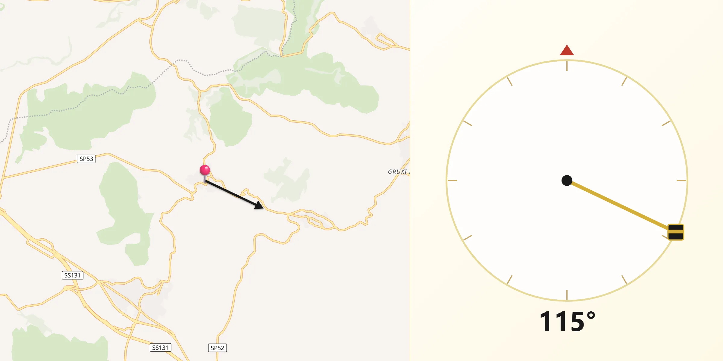 Direzione della Qibla da Collinas