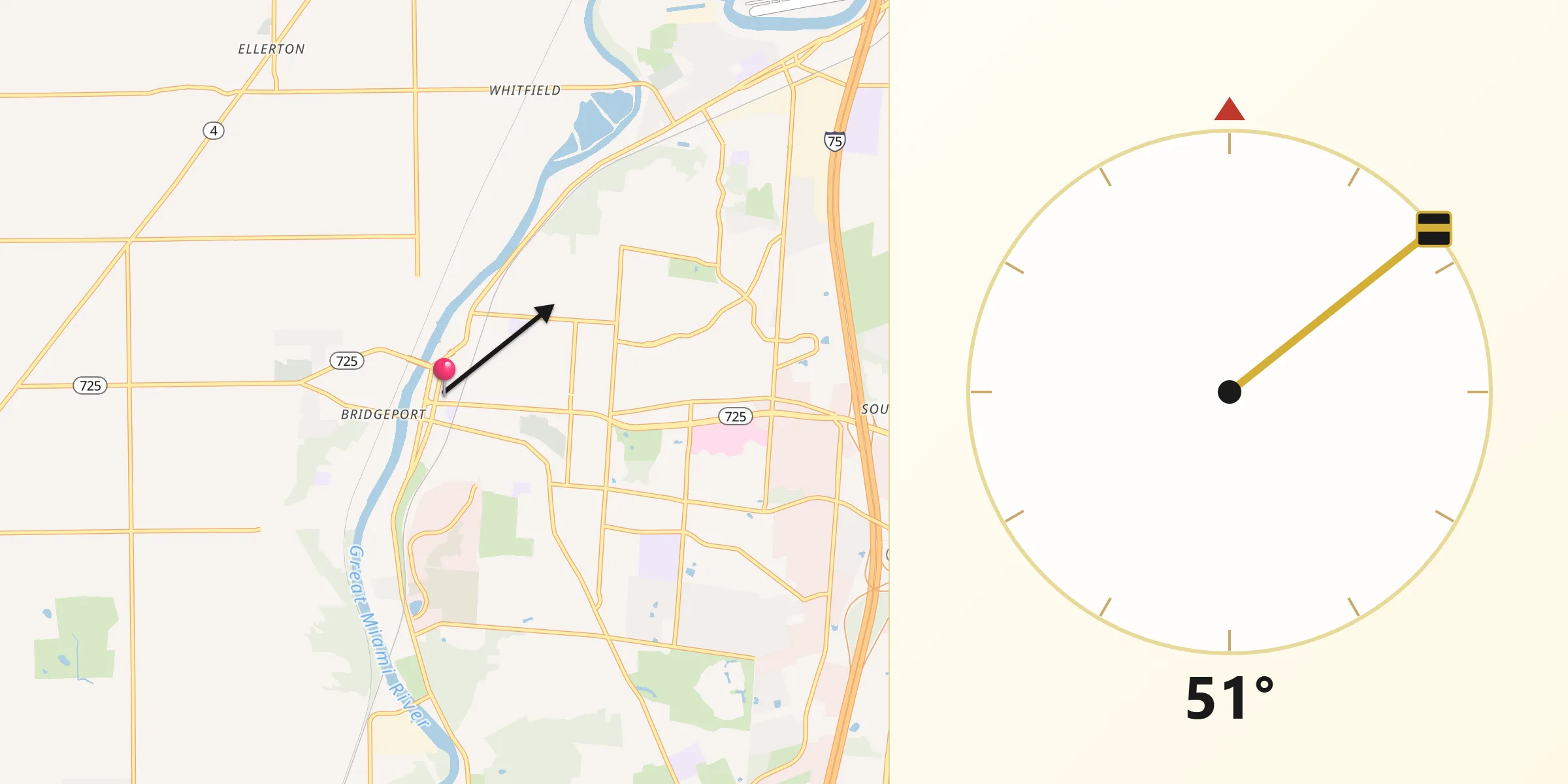 Qibla Direction from Miamisburg