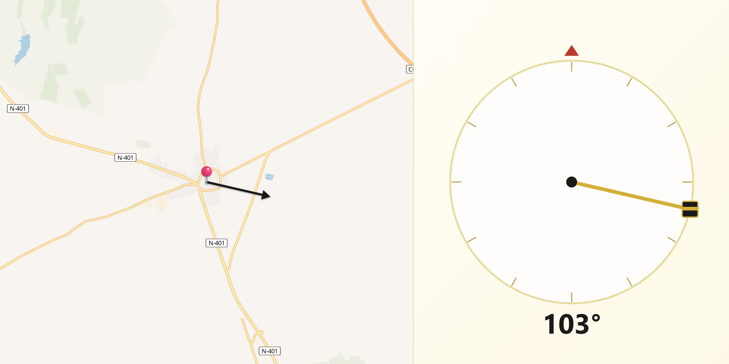 Dirección de la Qibla desde Orgaz
