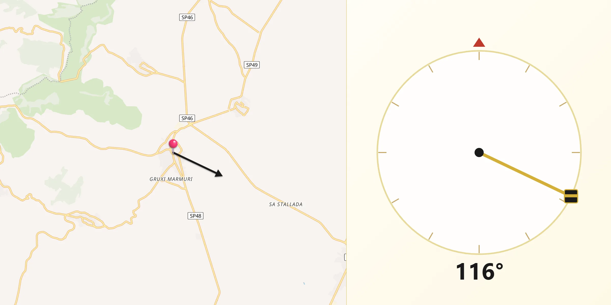 Direzione della Qibla da Lunamatrona