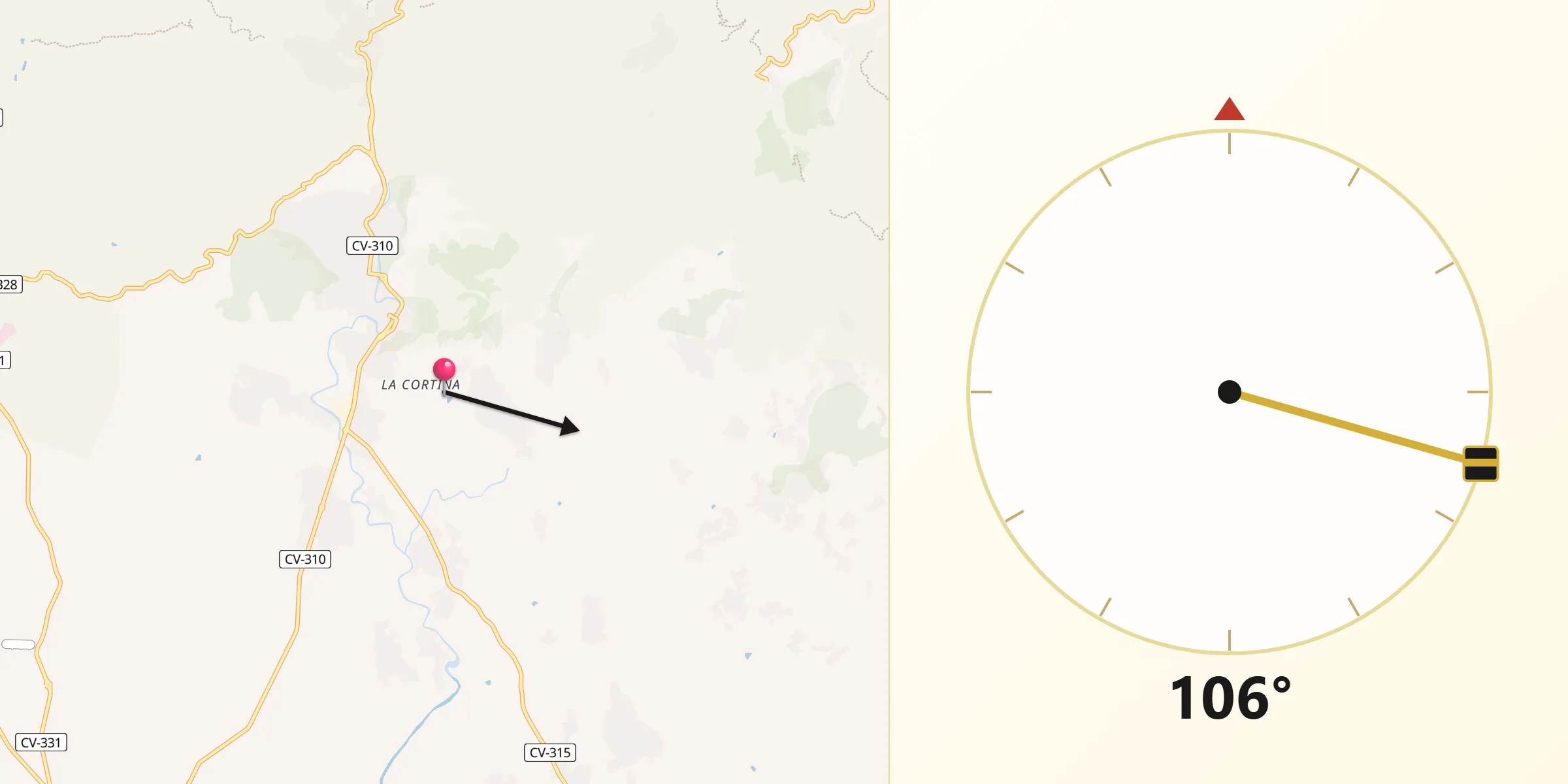 Dirección de la Qibla desde Náquera
