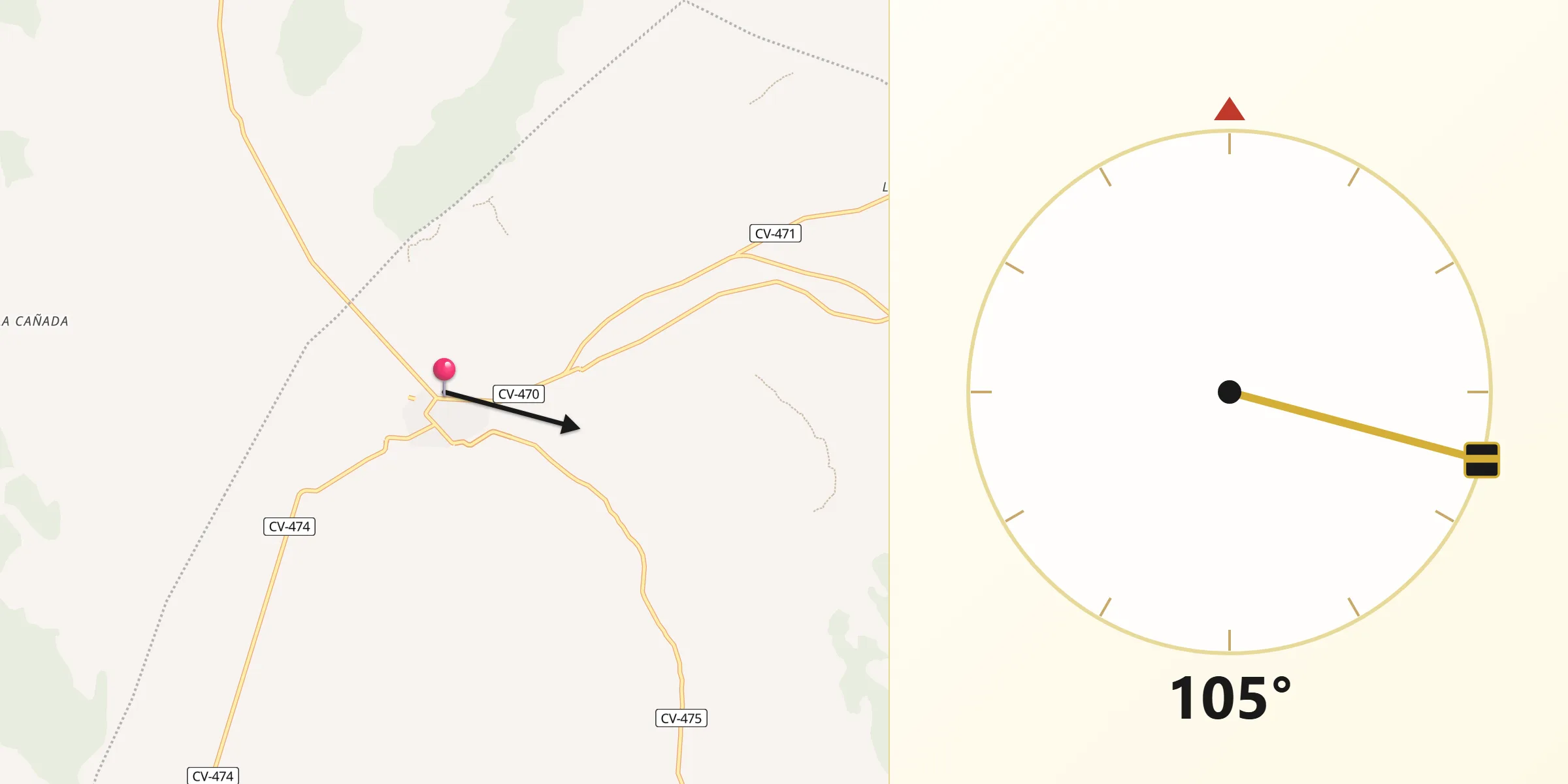 Dirección de la Qibla desde Camporrobles