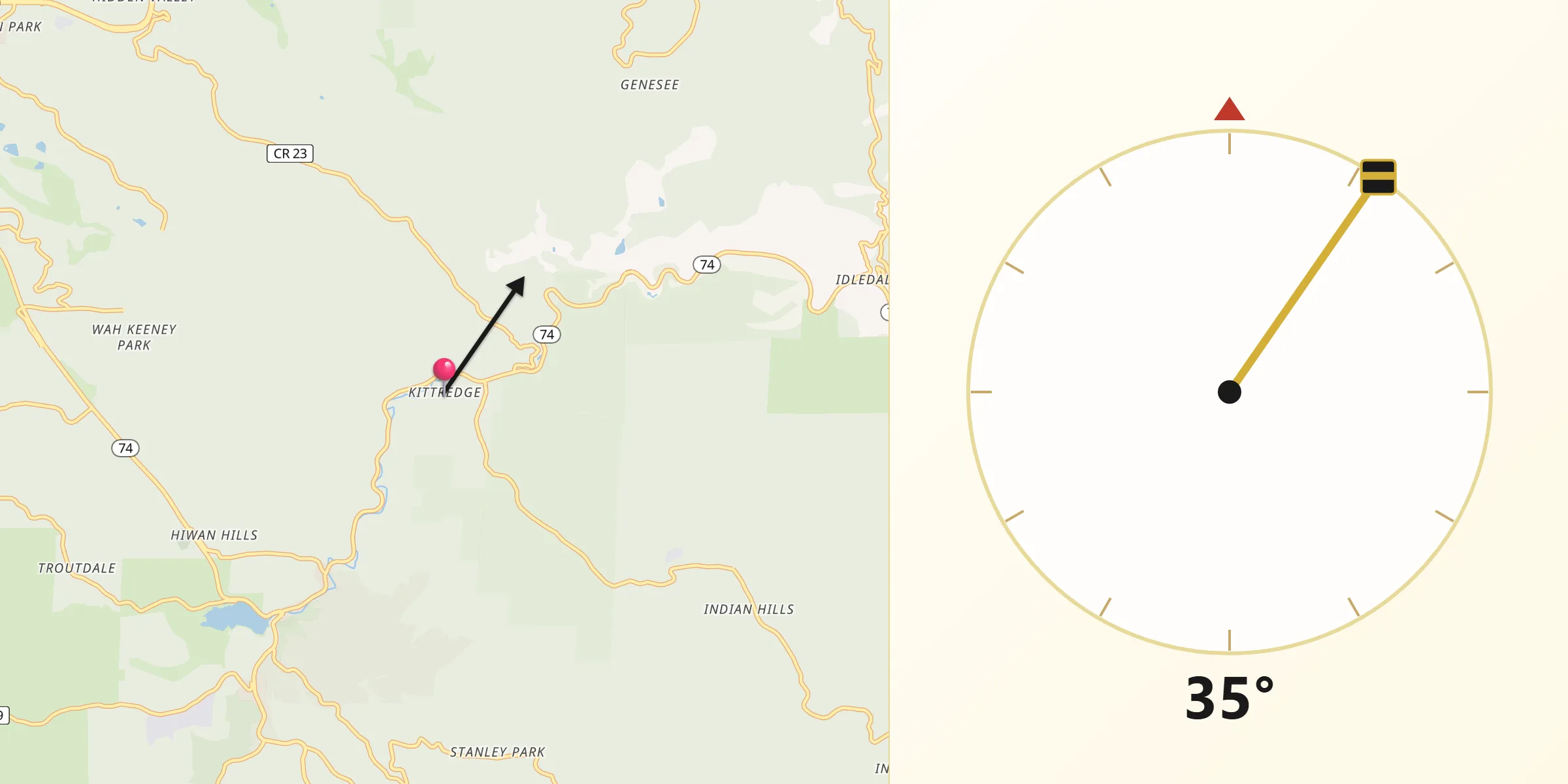 Qibla Direction from Kittredge