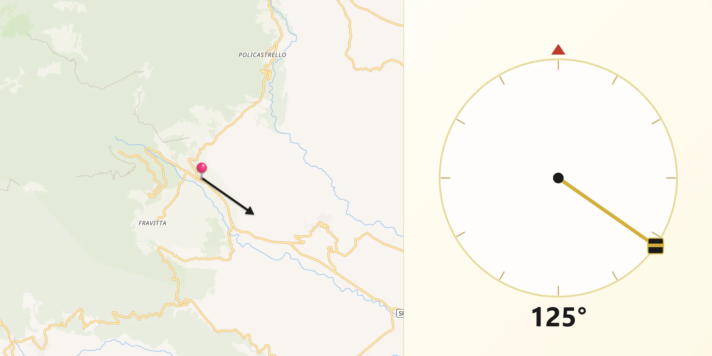 Direzione della Qibla da San Sosti