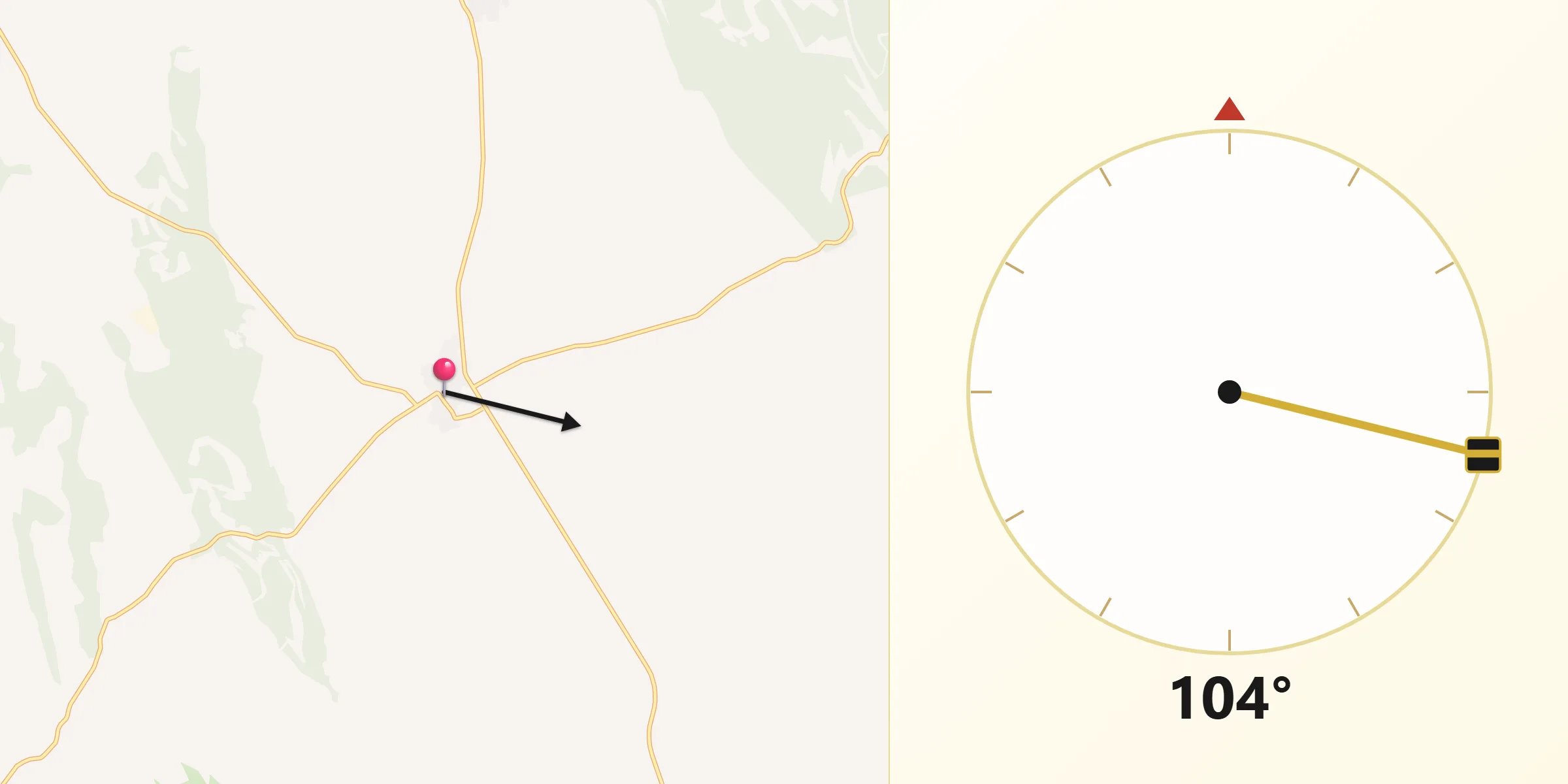 Dirección de la Qibla desde Osa de la Vega