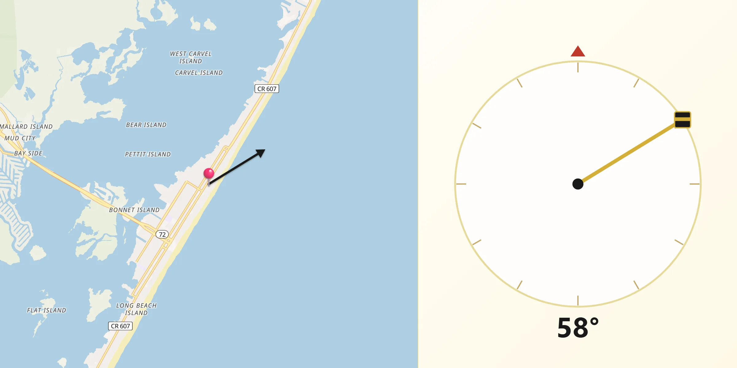 Qibla Direction from Surf City