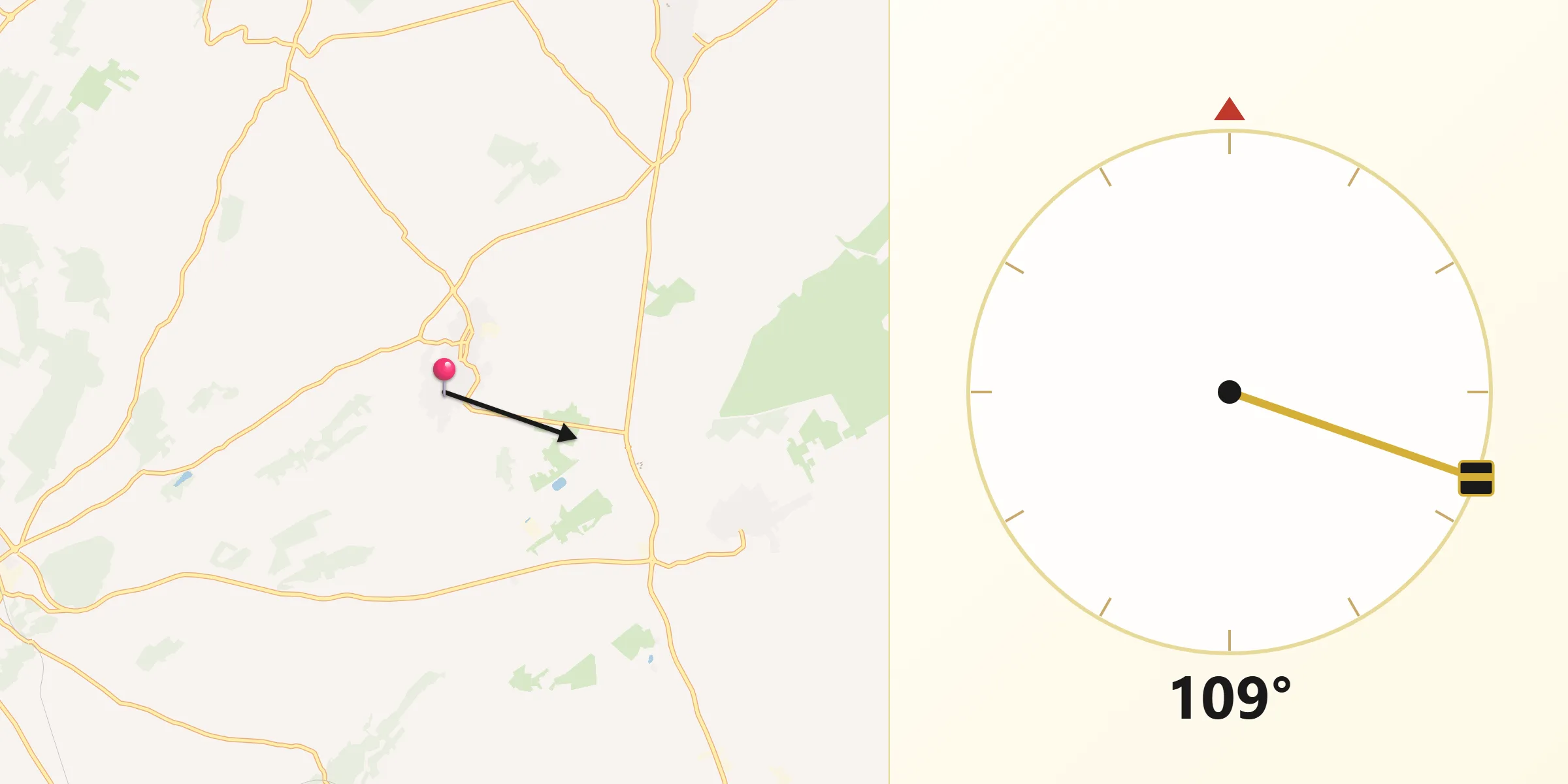 Dirección de la Qibla desde Maria de la Salut