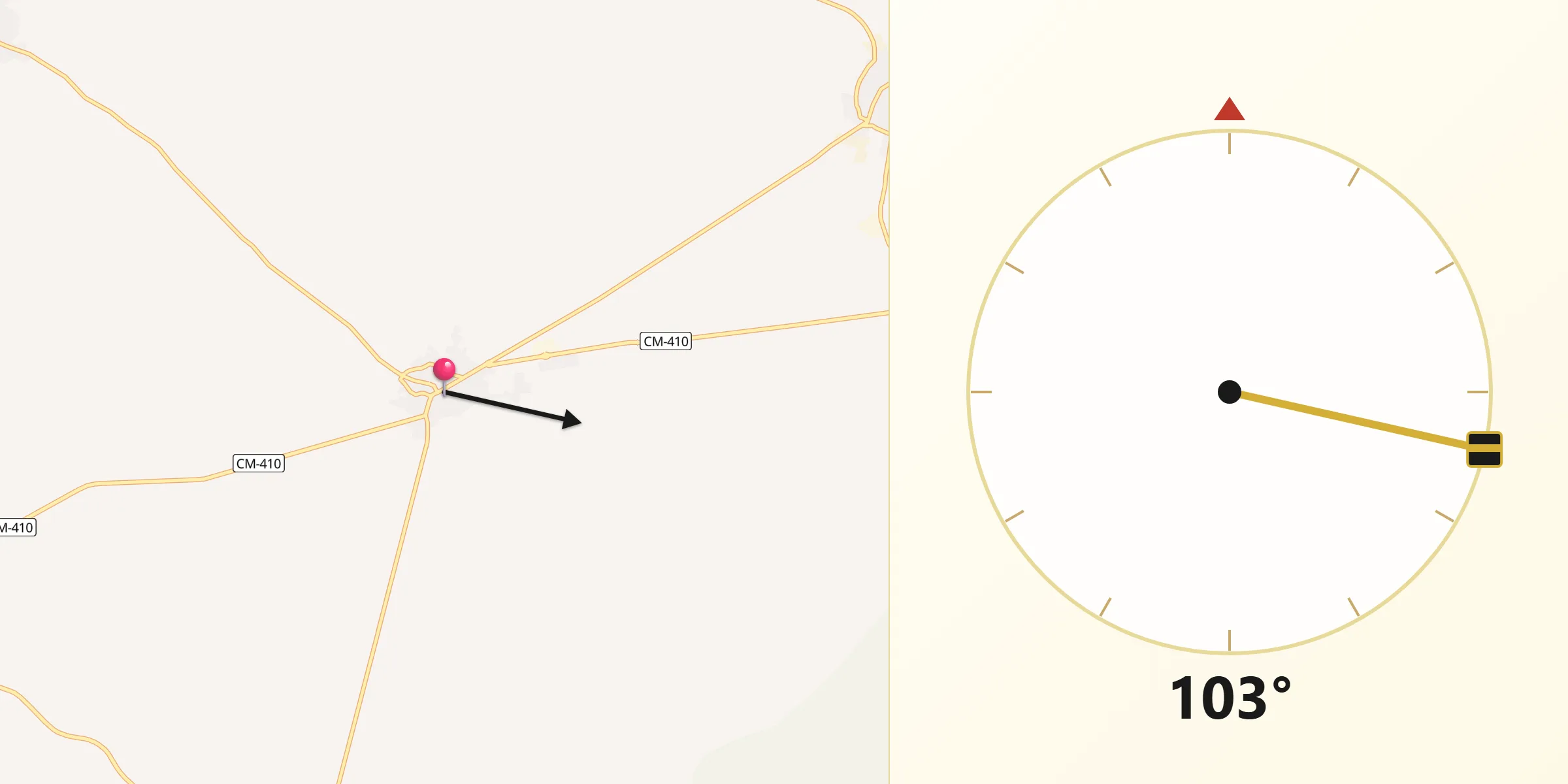 Dirección de la Qibla desde Cuerva