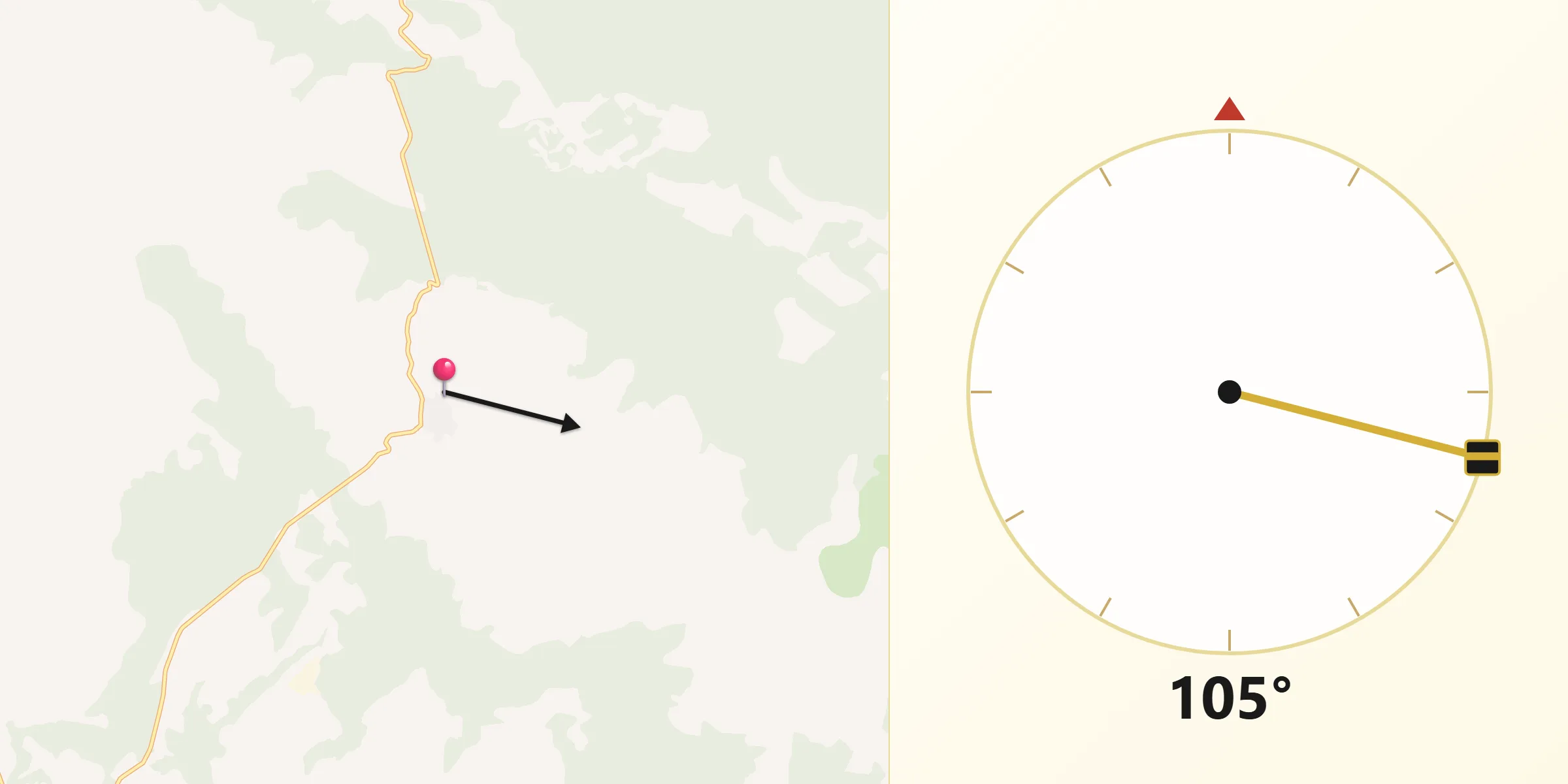 Dirección de la Qibla desde Barchín del Hoyo