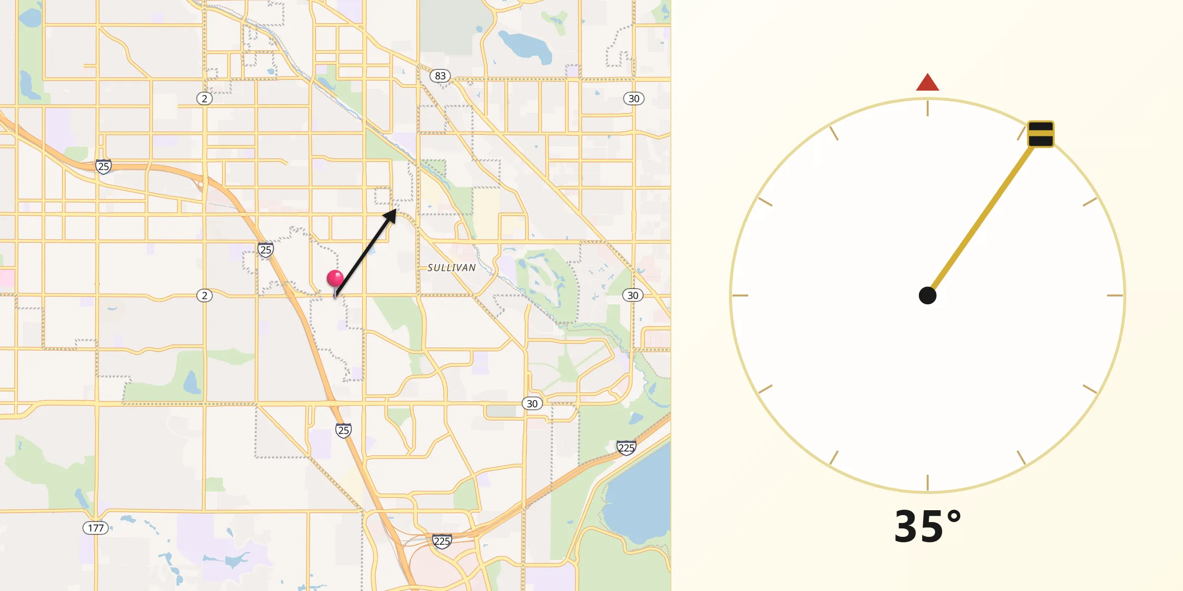 Qibla Direction from Holly Hills