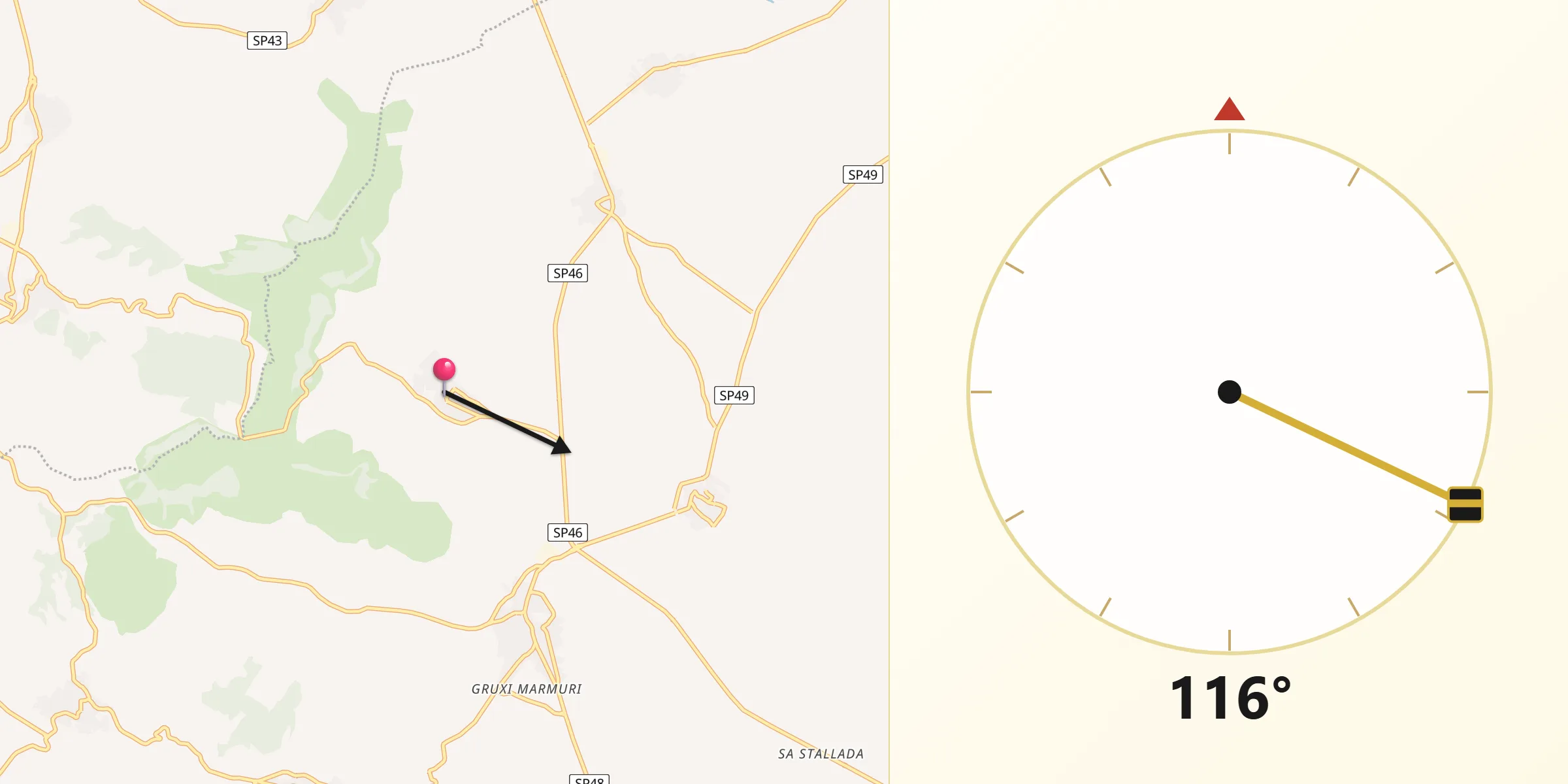 Direzione della Qibla da Siddi