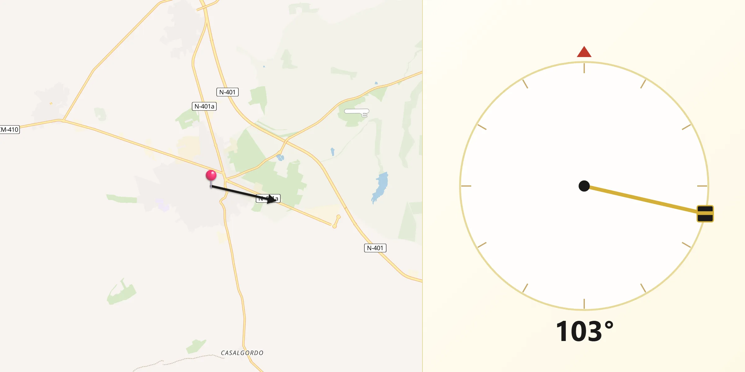 Dirección de la Qibla desde Sonseca