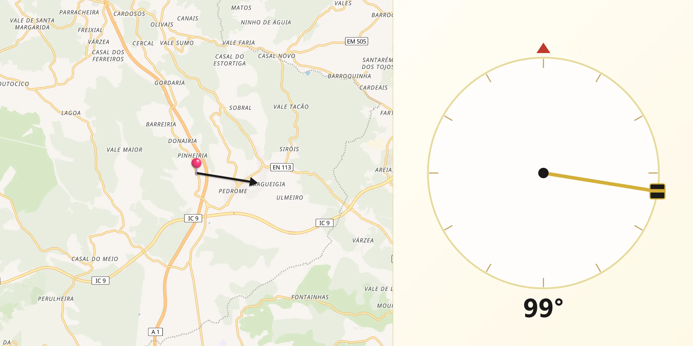 Direção da Qibla a partir de Santa Catarina da Serra