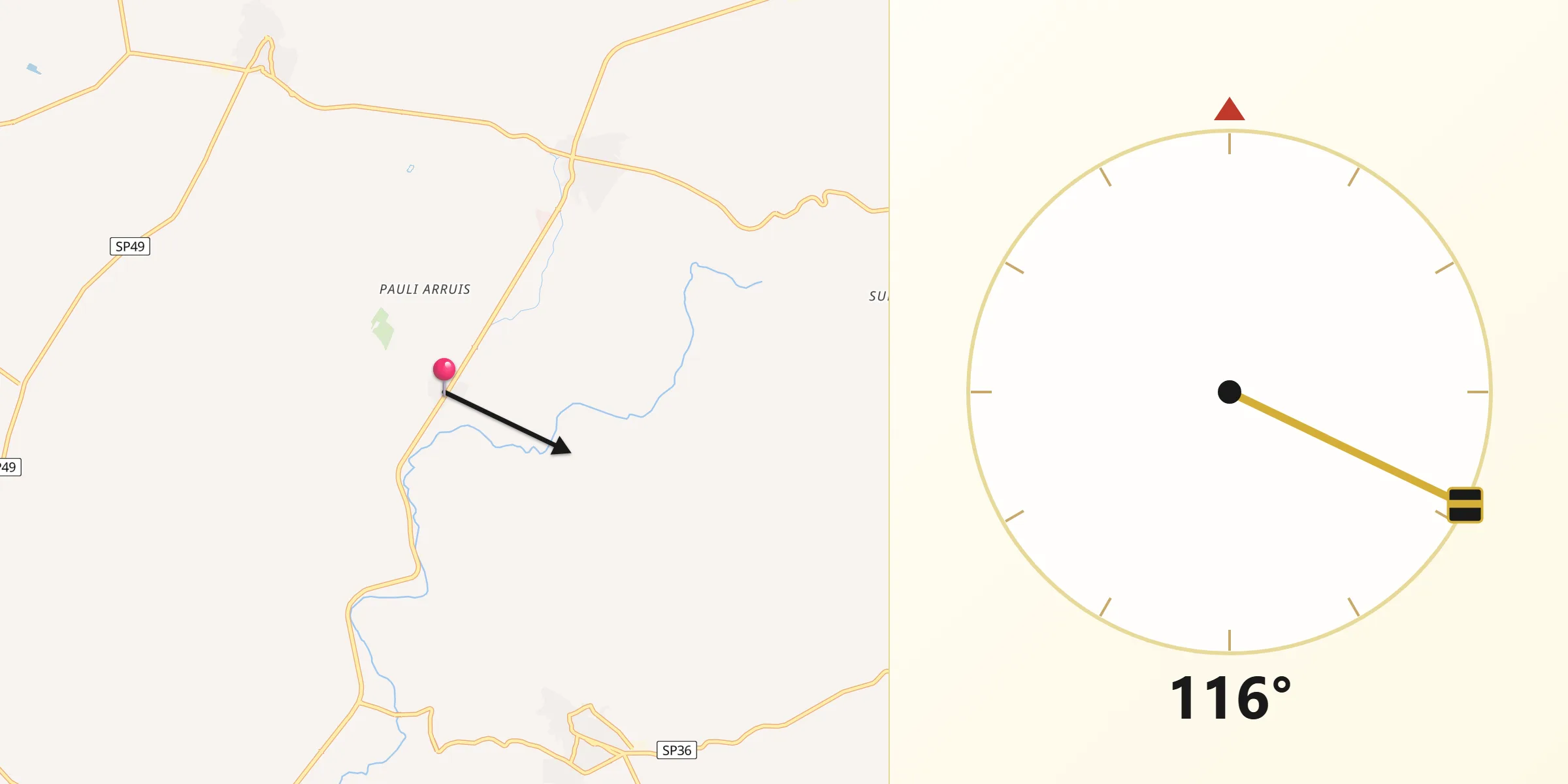 Direzione della Qibla da Las Plassas