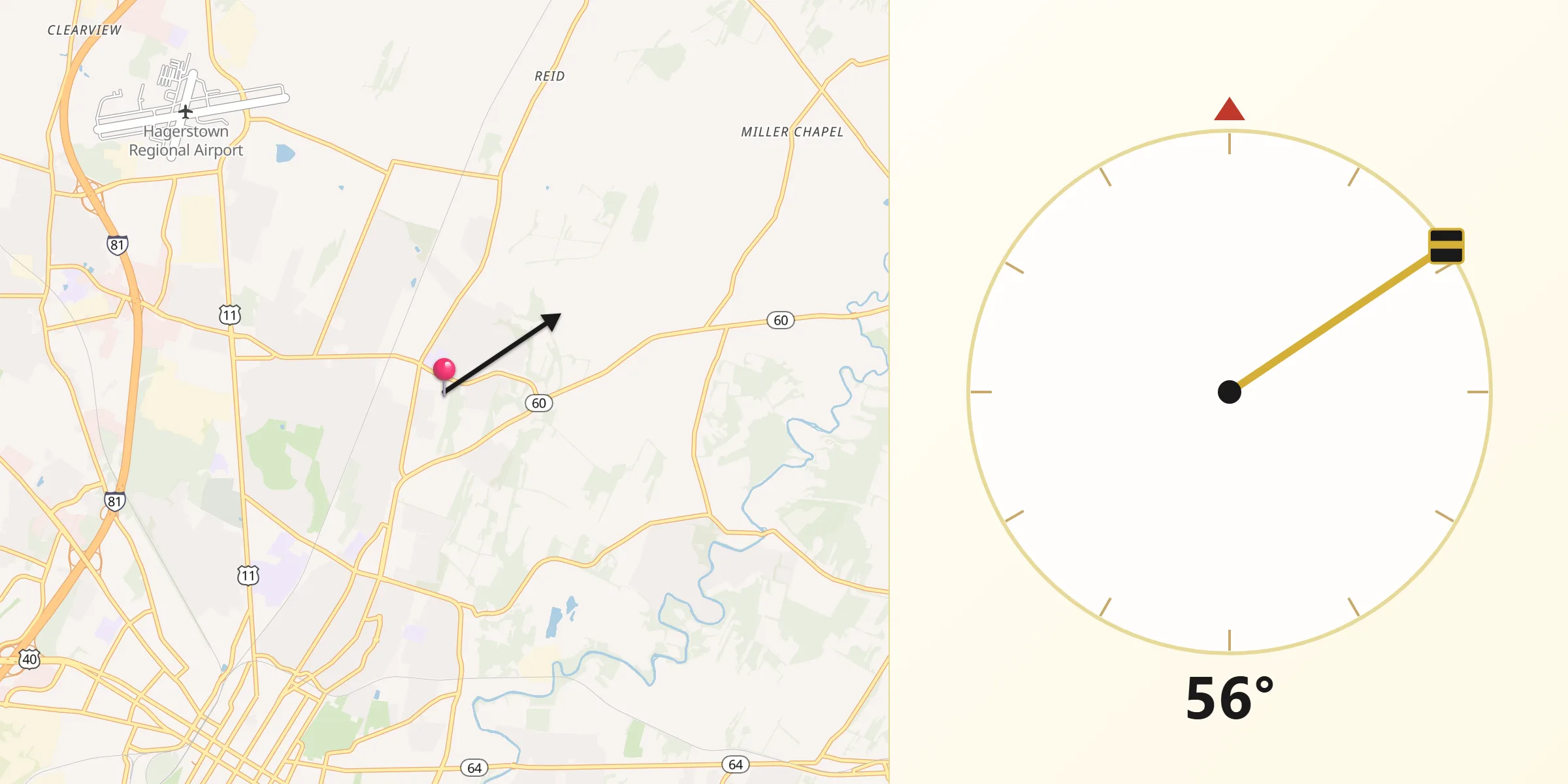Qibla Direction from Paramount-Long Meadow