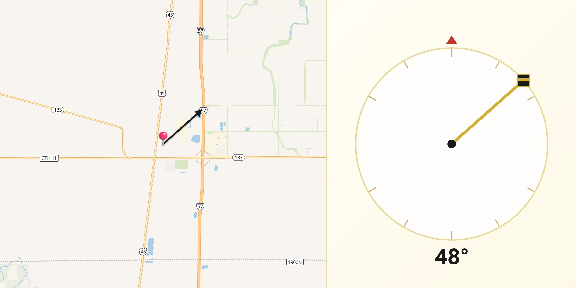 Qibla Direction from Arcola