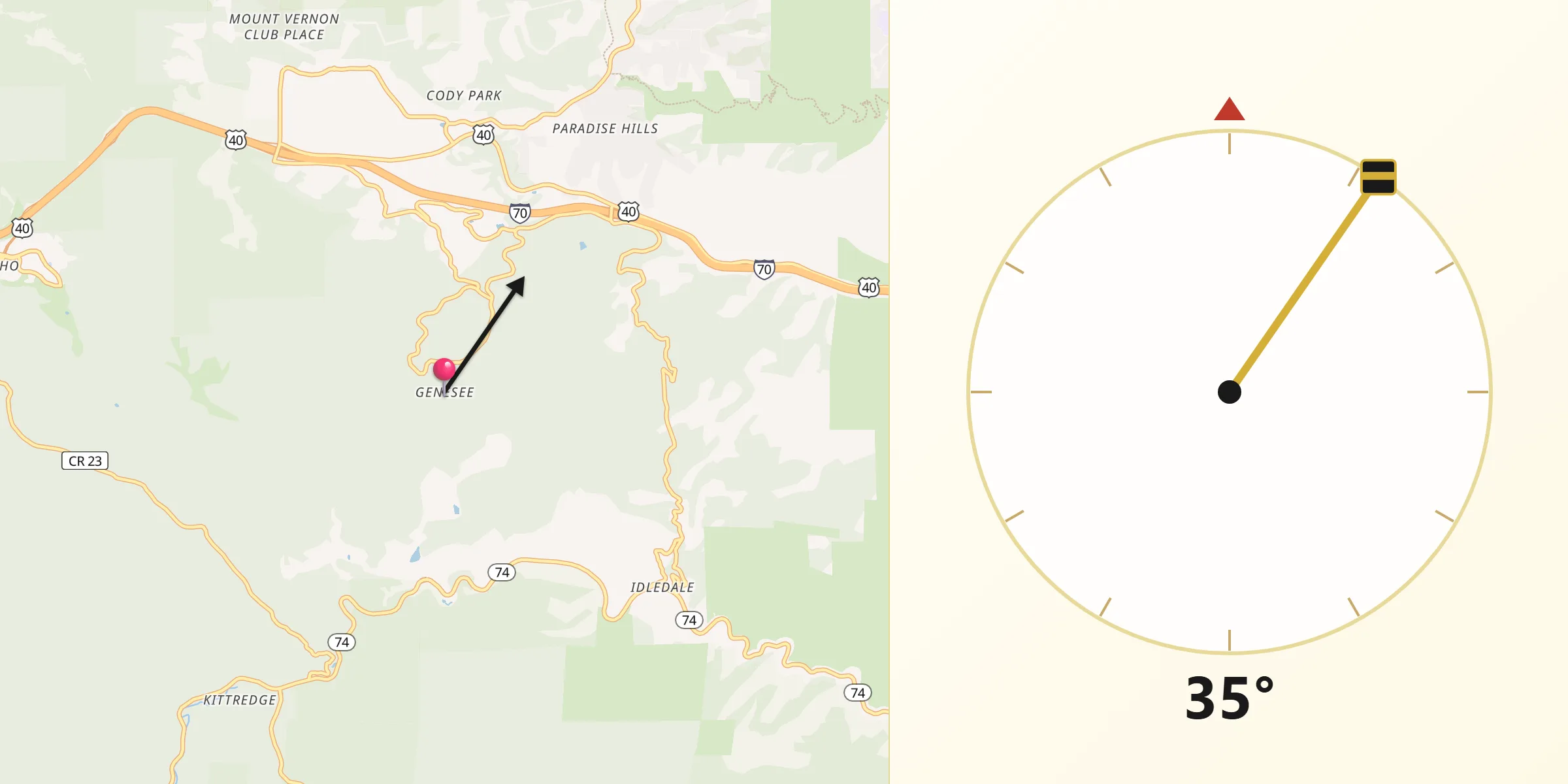 Qibla Direction from Genesee