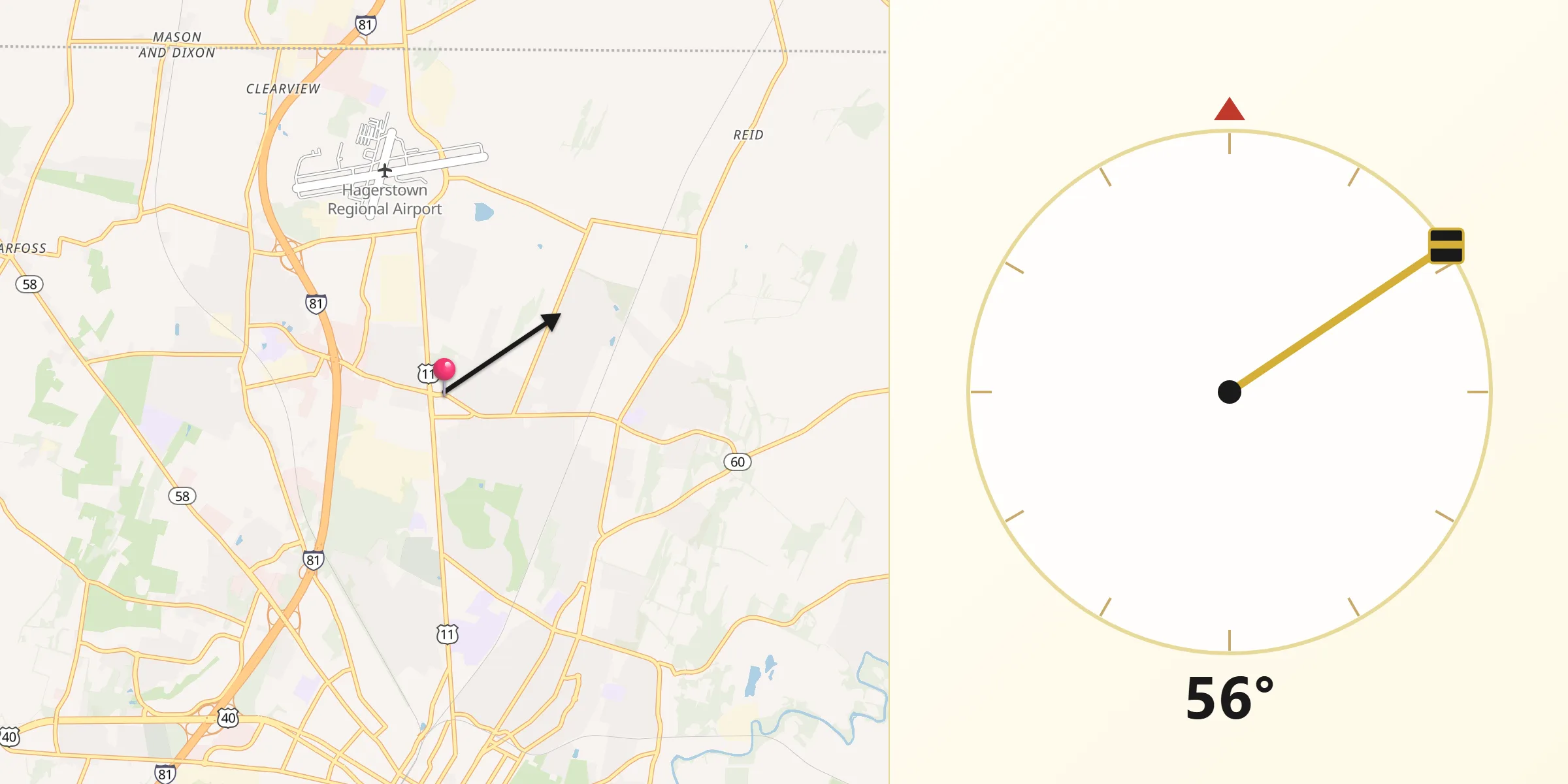 Qibla Direction from Fountainhead-Orchard Hills