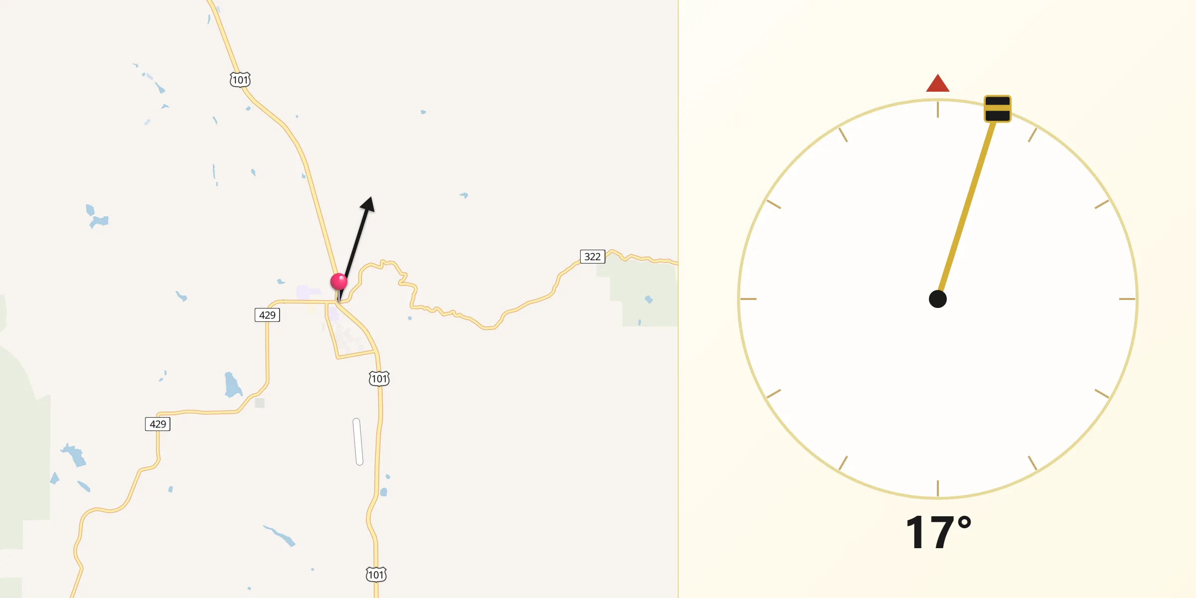 Qibla Direction from Laytonville