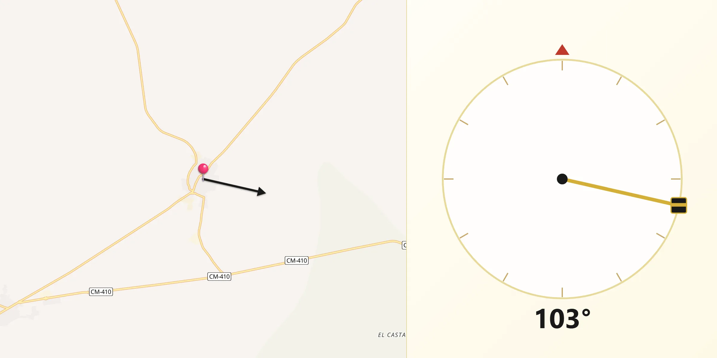 Dirección de la Qibla desde Pulgar